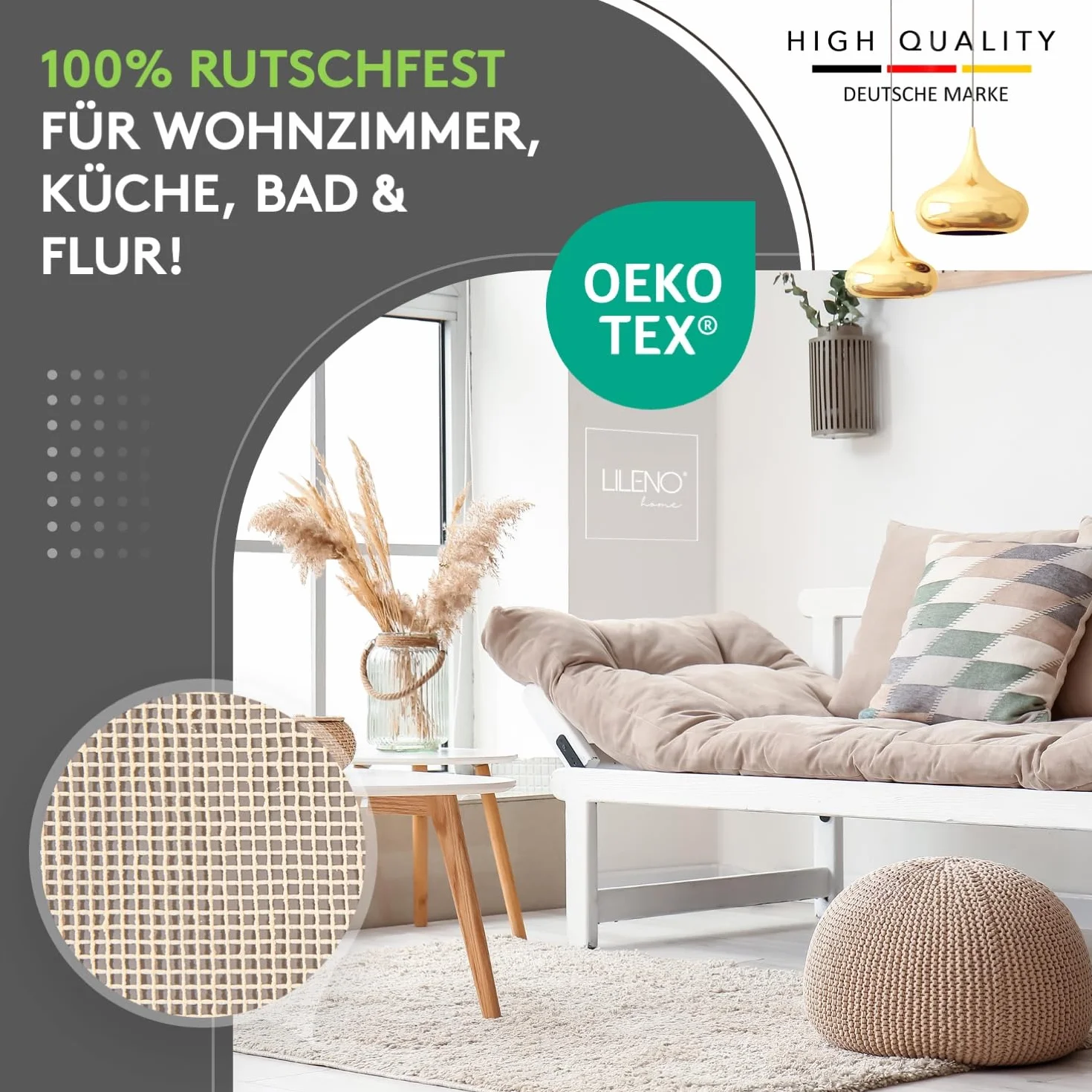 LILENO HOME Podkładka antypoślizgowa z włókna szklanego [80 x 150 cm] – idealna mata antypoślizgowa do wszystkich rodzajów podłóg, wysokiej jakości mata do bezpiecznego domu