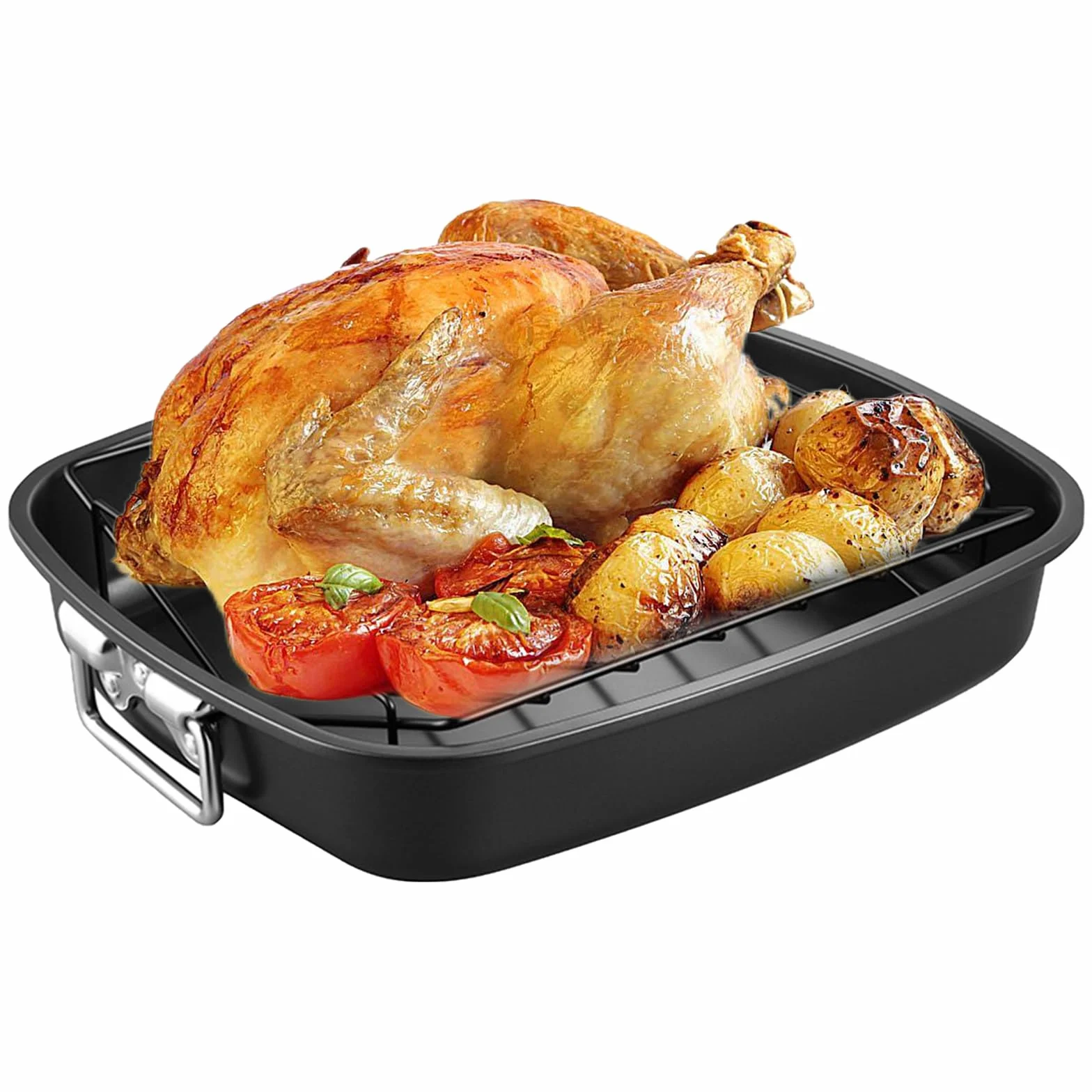 Żeliwna patelnia grillowa ze stelażem, anodyzowana patelnia nieprzywierająca z rusztem, patelnia grillowa, żeliwna, bez powłoki, do grilla gazowego, piekarnika, łatwe czyszczenie