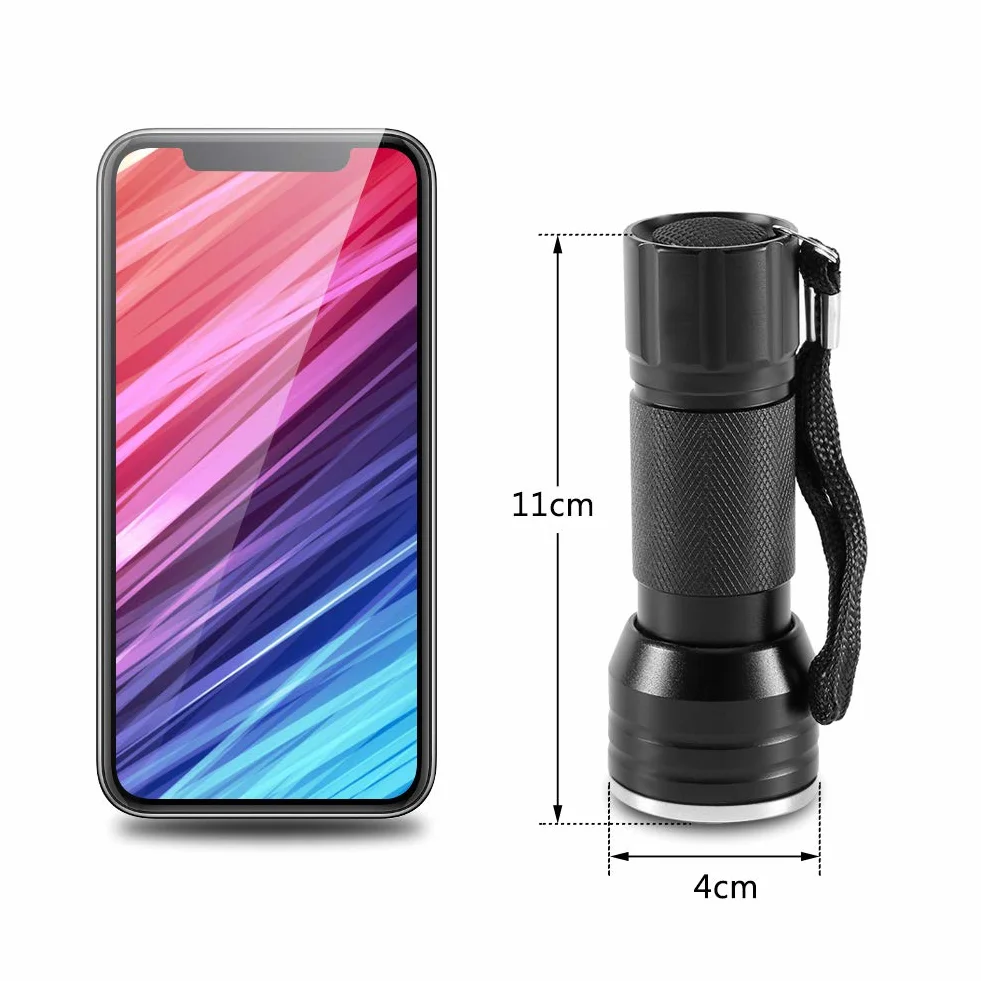 Latarka UV Ultraviolet Flashlight 21 LED Blacklight Lamp, Portable for Pet Mocz Detection, Stain Finder on Clothes, Carpet, Rugs, Floor