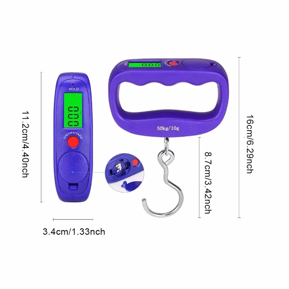 JFDBGU Portable Mini Digital Hand Held 50Kg Fish Hook Hanging Scale Electronic Weighting LED Display
