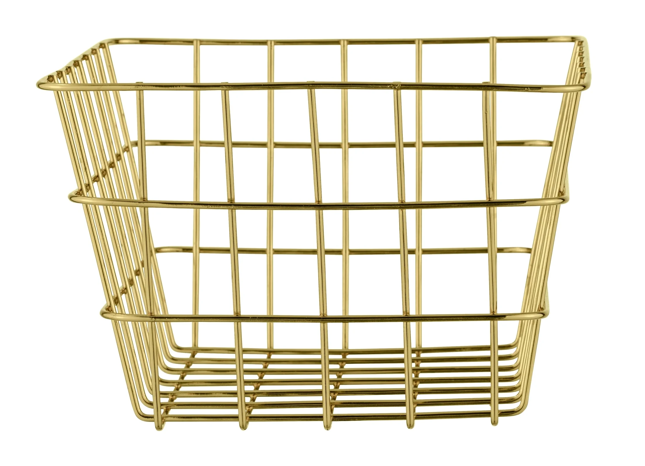 WENKO Viana Gold kosz łazienkowy w modnym metalowym wyglądzie w kolorze złotym, otwarty druciany wzór, utrzymuje kosmetyki, szczotkę, ręczniki itp. pod ręką, wykonany z metalu, 18 x 25 x 12 cm