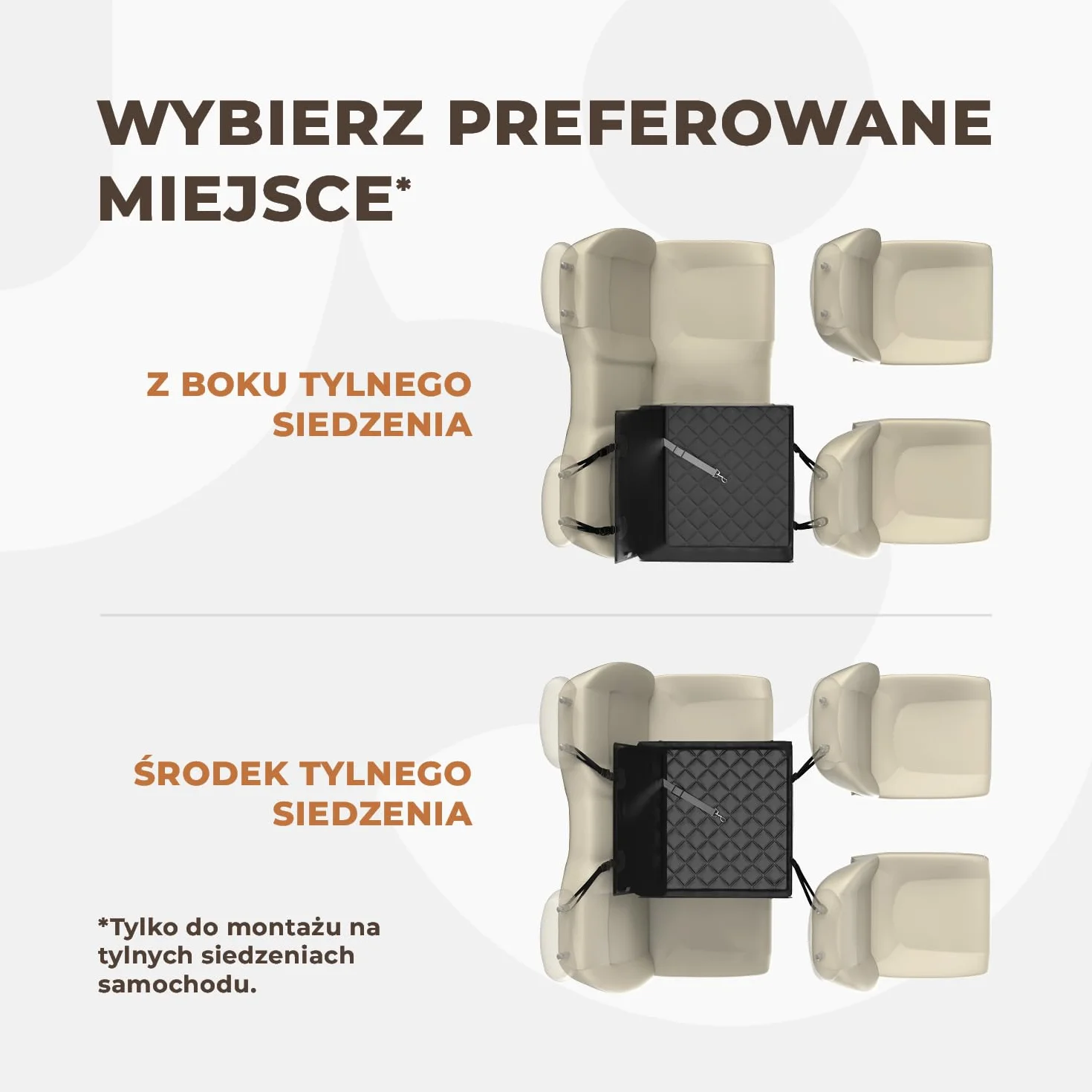 Wuglo Wyjątkowo Stabilny Fotelik Samochodowy dla Psa z Pasmem Bezpieczeństwa – Wodoodporny i Trwały Projekt na tylne siedzenie z 4 pasami mocującymi dla psów średnich i dużych do 18 kg