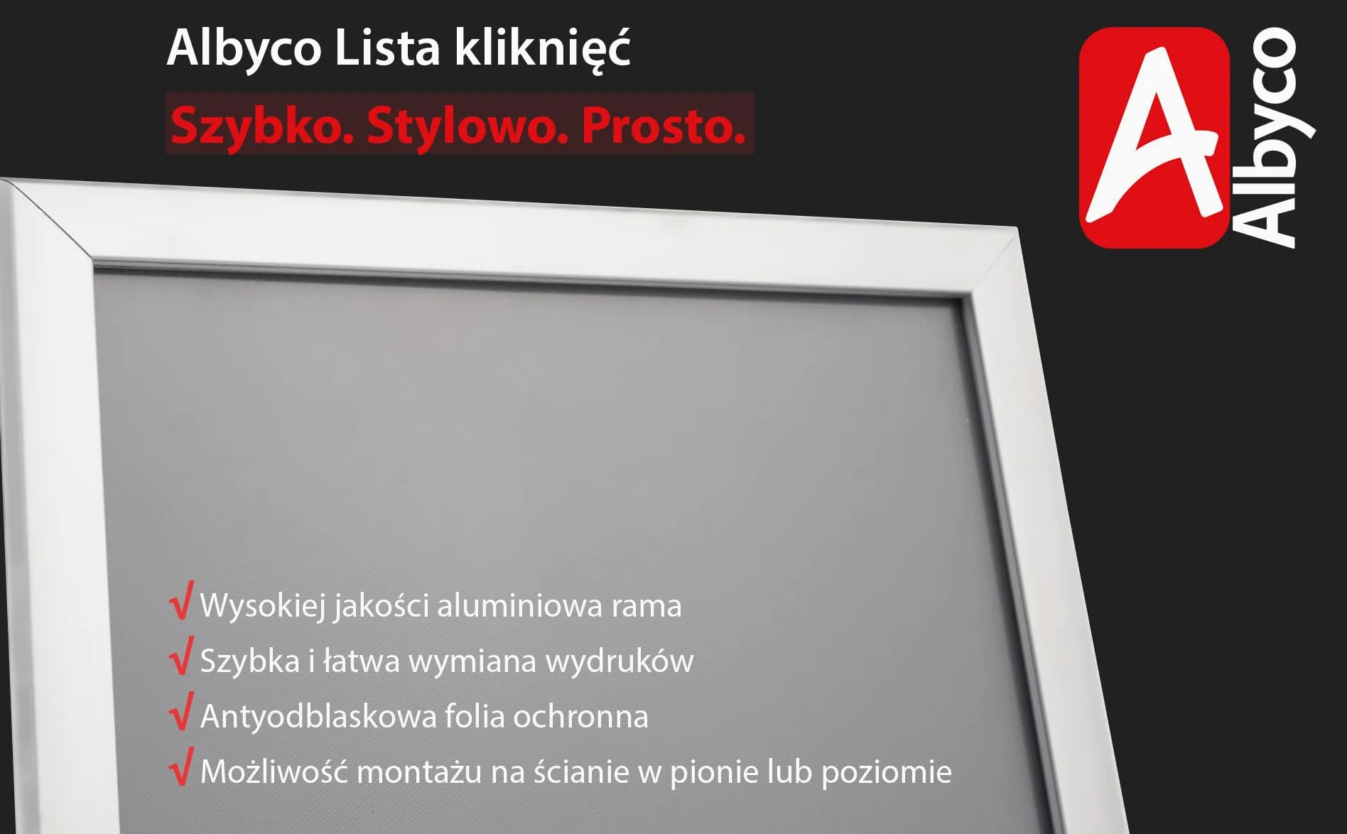 Albyco - Ramka Na Zdjęcia A4 - Ramki Nazdjecie, Ramce, Ramka do Zdjęć, Ramka A4-22 x 29,7 cm - Grubość Ramy 20 mm - Kolor: Czarny - Do Zdjęć, Plakatów i Obrazów
