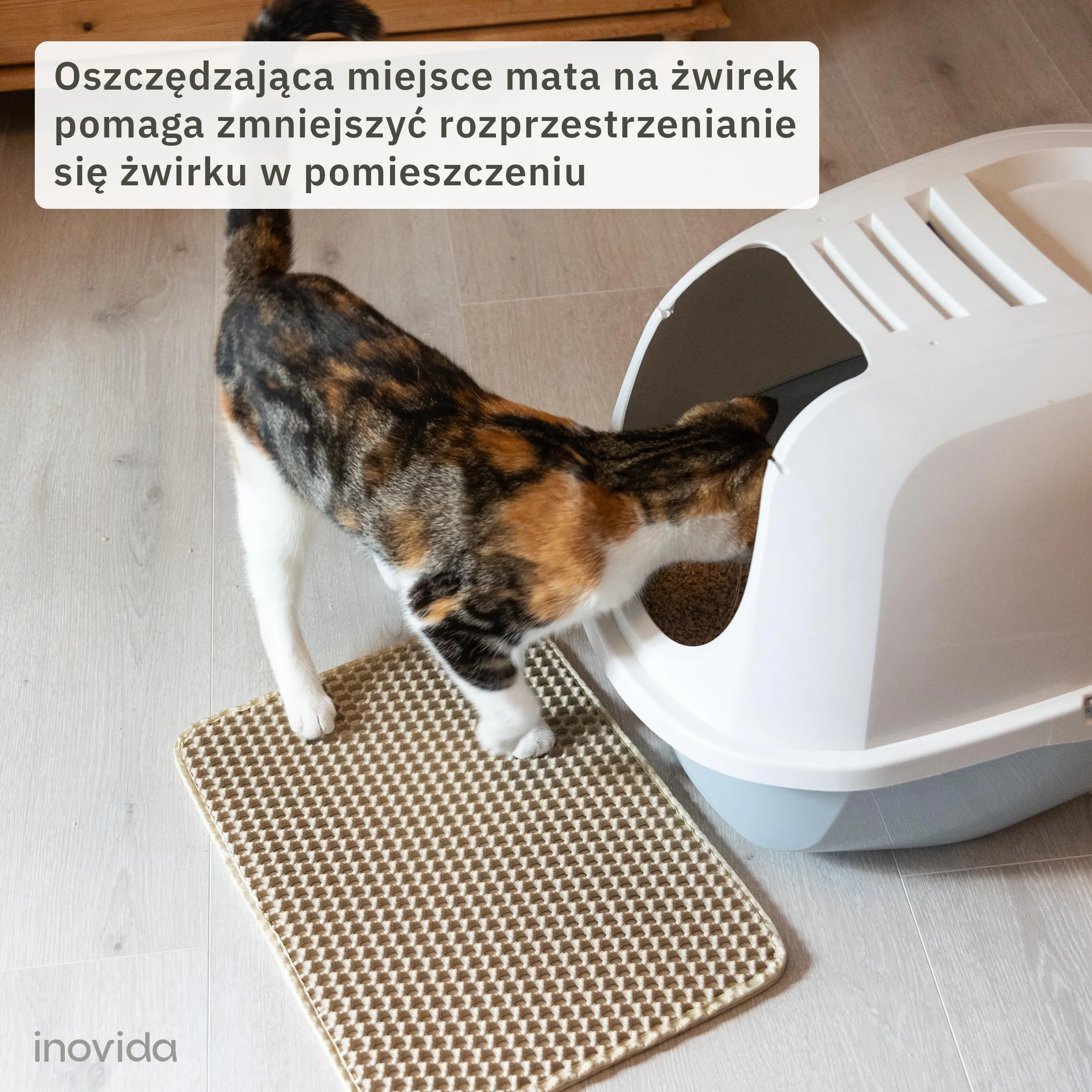 Mata do kuwety Inovida XS 30 x 40 cm beżowa dla kota
