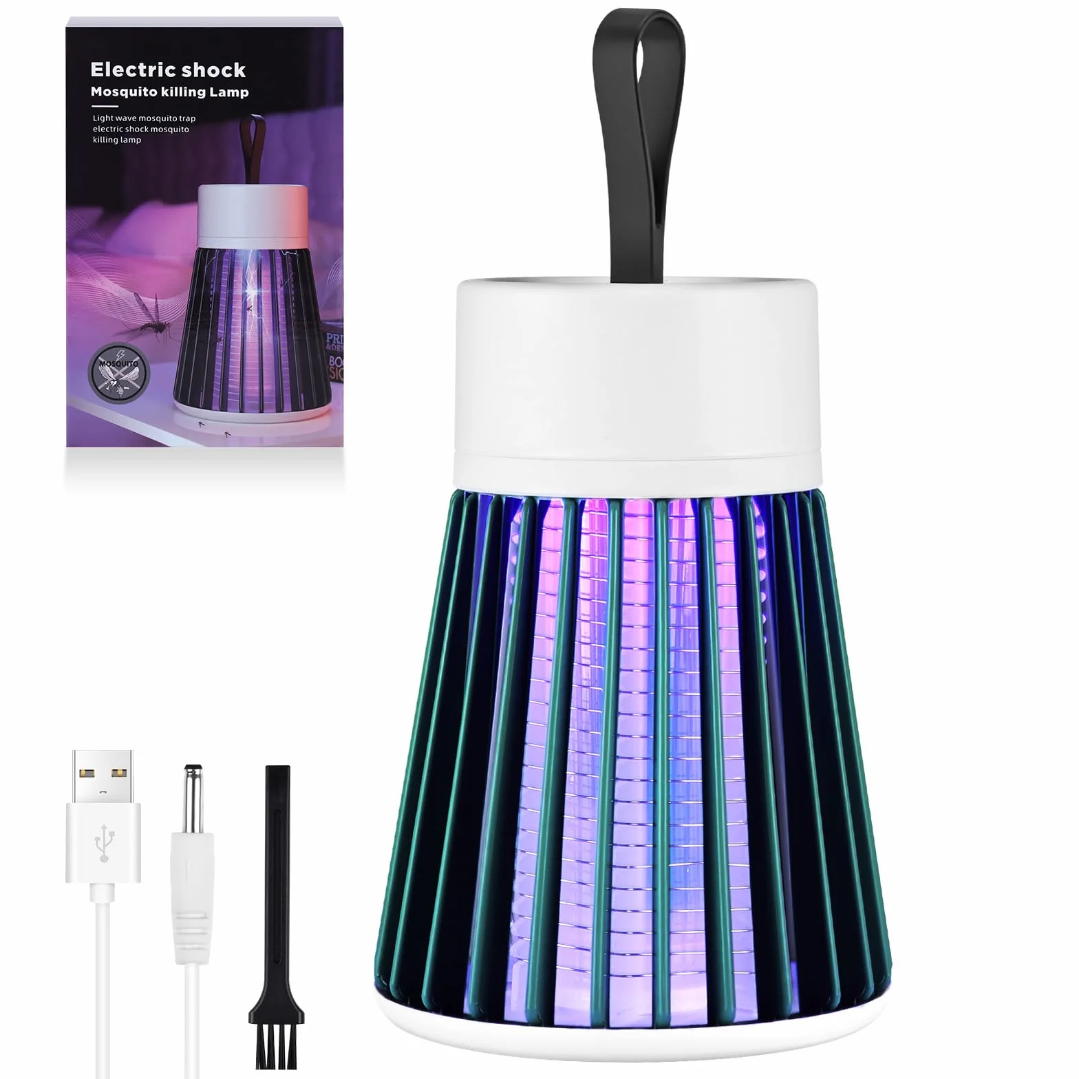 URAQT Elektryczny niszczyciel owadów, lampa na komary 5W 2000V pułapka na komary, ochrona przed komarami, USB, 2 w 1 Elektryczny niszczyciel owadów z lampką nocną na owady, wewnątrz i na zewnątrz