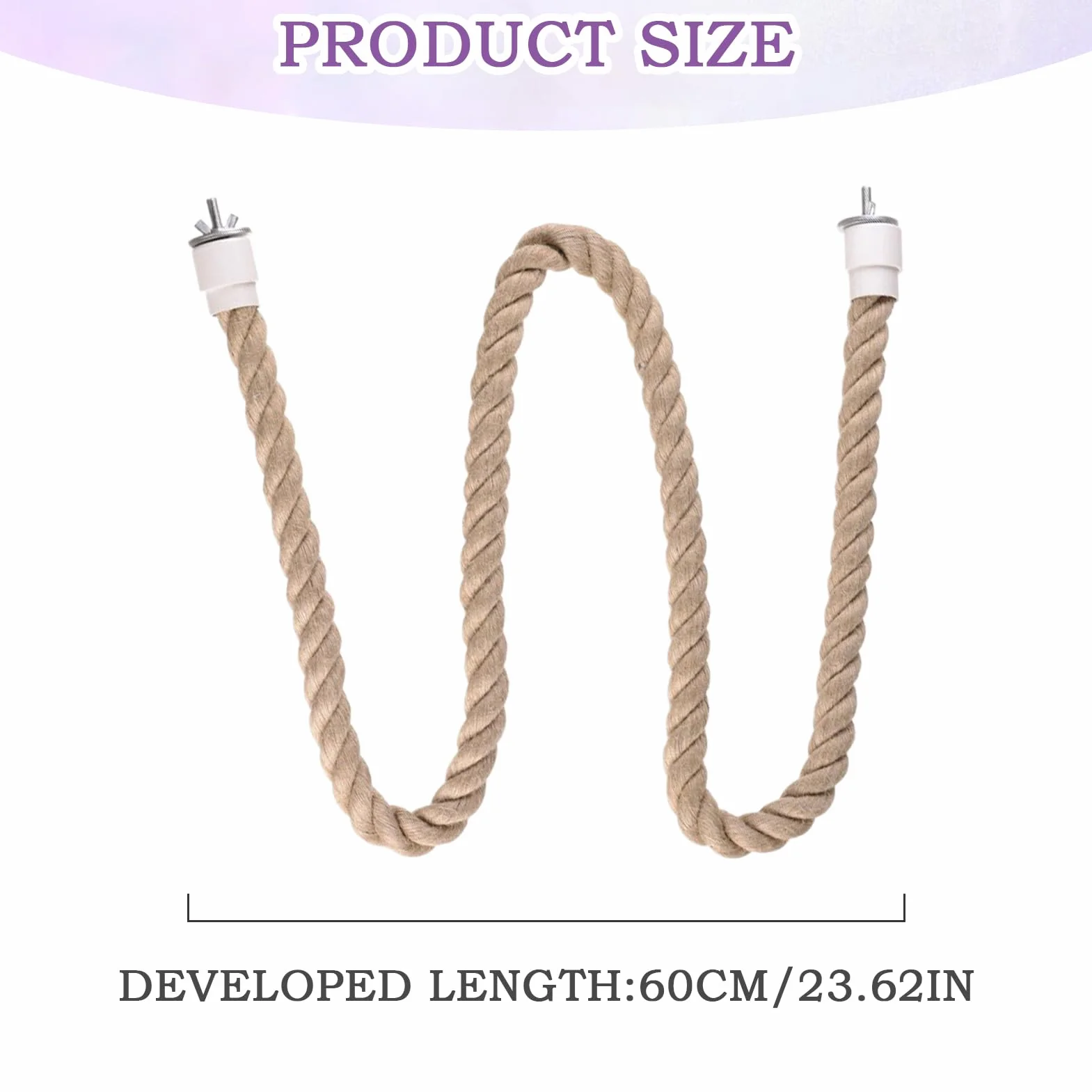 Rope Perches Bird, Swing Rope Cages, 23.62x0.39in Perch Stand, Lightweight Cage Climbing, Birds Exercise Accessories for Cockatiels, Lovebirds, Parakeets, Sugar Gliders