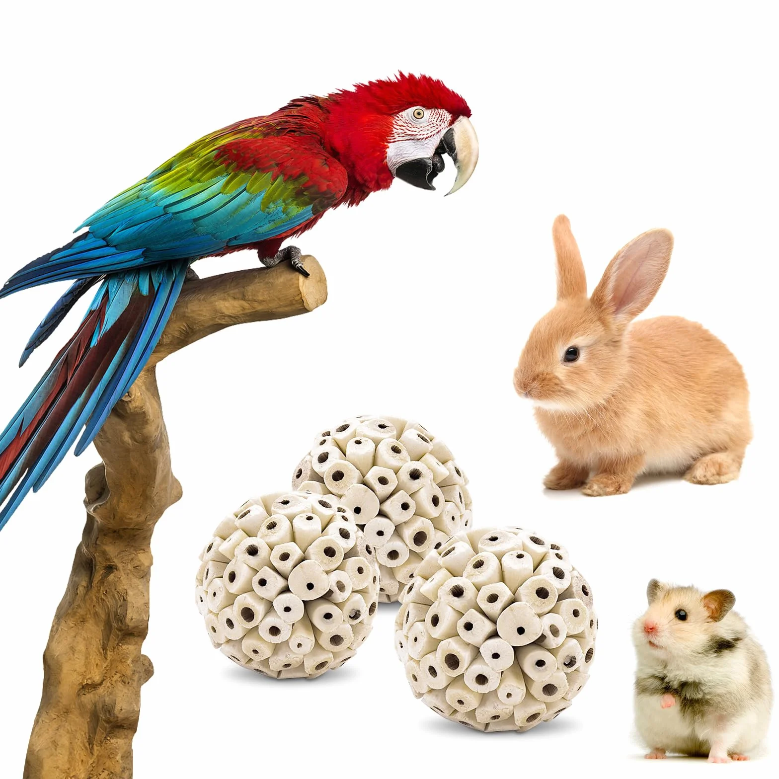 Naturalne kulki Sola zabawka do żucia dla papugi Budgie Finch ara