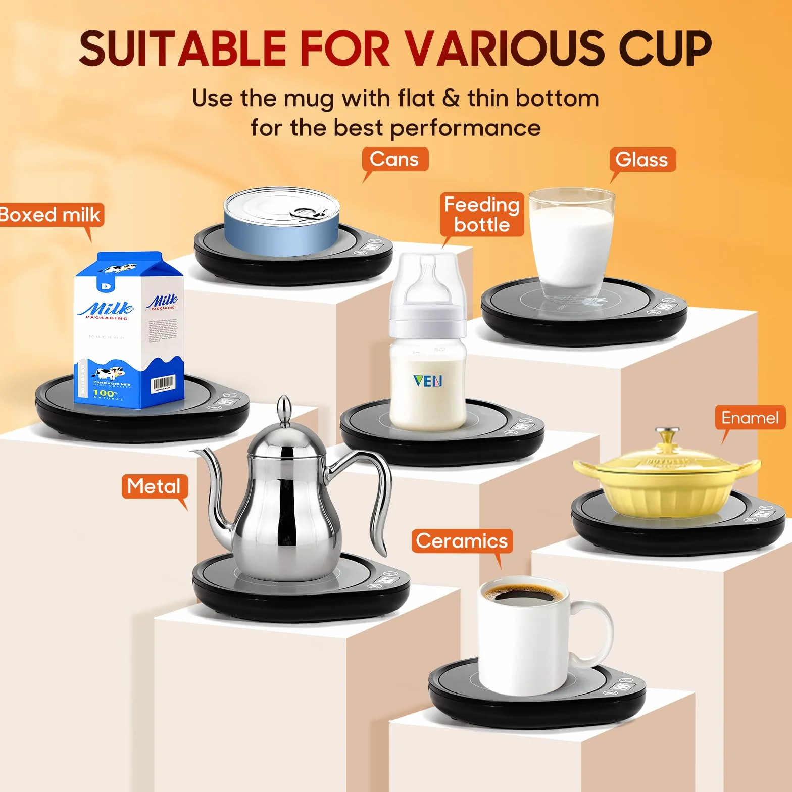 Podgrzewacz do kawy, 36 W, 3 temperatury i 2-12 godzin (do 176°F/80°C), Smart Desk Coffee, podgrzewacz do herbaty, wody/mleka, do biura, domu, kolor czarny