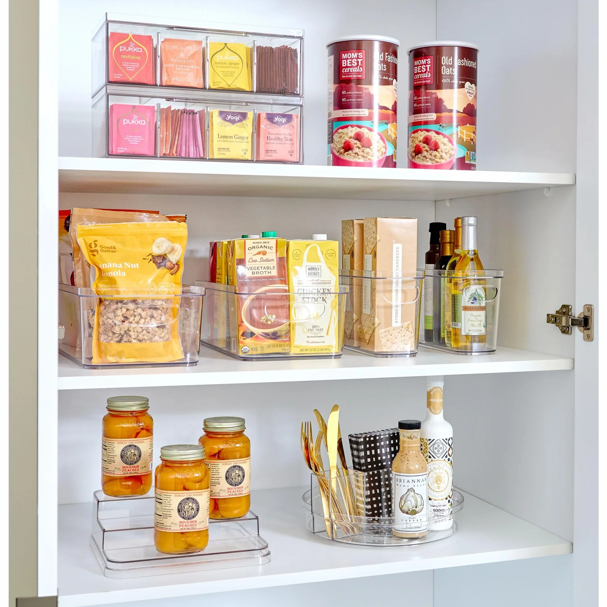 iDesign 72110 Crisp plastikowa szuflada z pokrywką do szafek kuchennych i blatów, 32 x 15 x 11,5 cm, organizer na herbatę