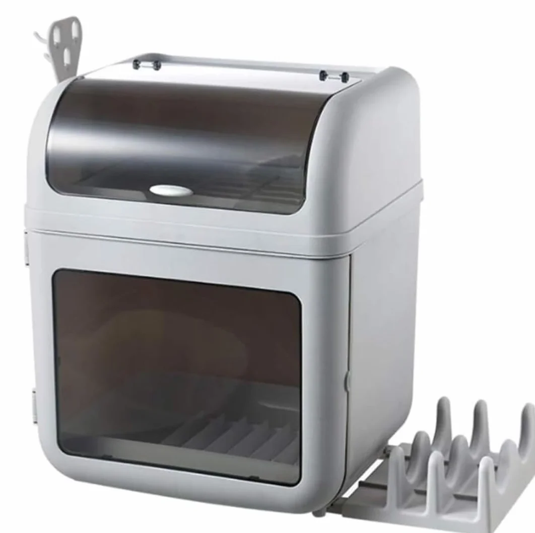 Stojak do suszenia Naczyń Suszarka Kuchenna Organizer Do Przechowywania Naczyń Ociekacz Do Naczyń Uchwyt Na Przybory Z Pokrywką Uchwyt Na Deskę Do Krojenia Ociekacz do Naczyń (Color : Grey)