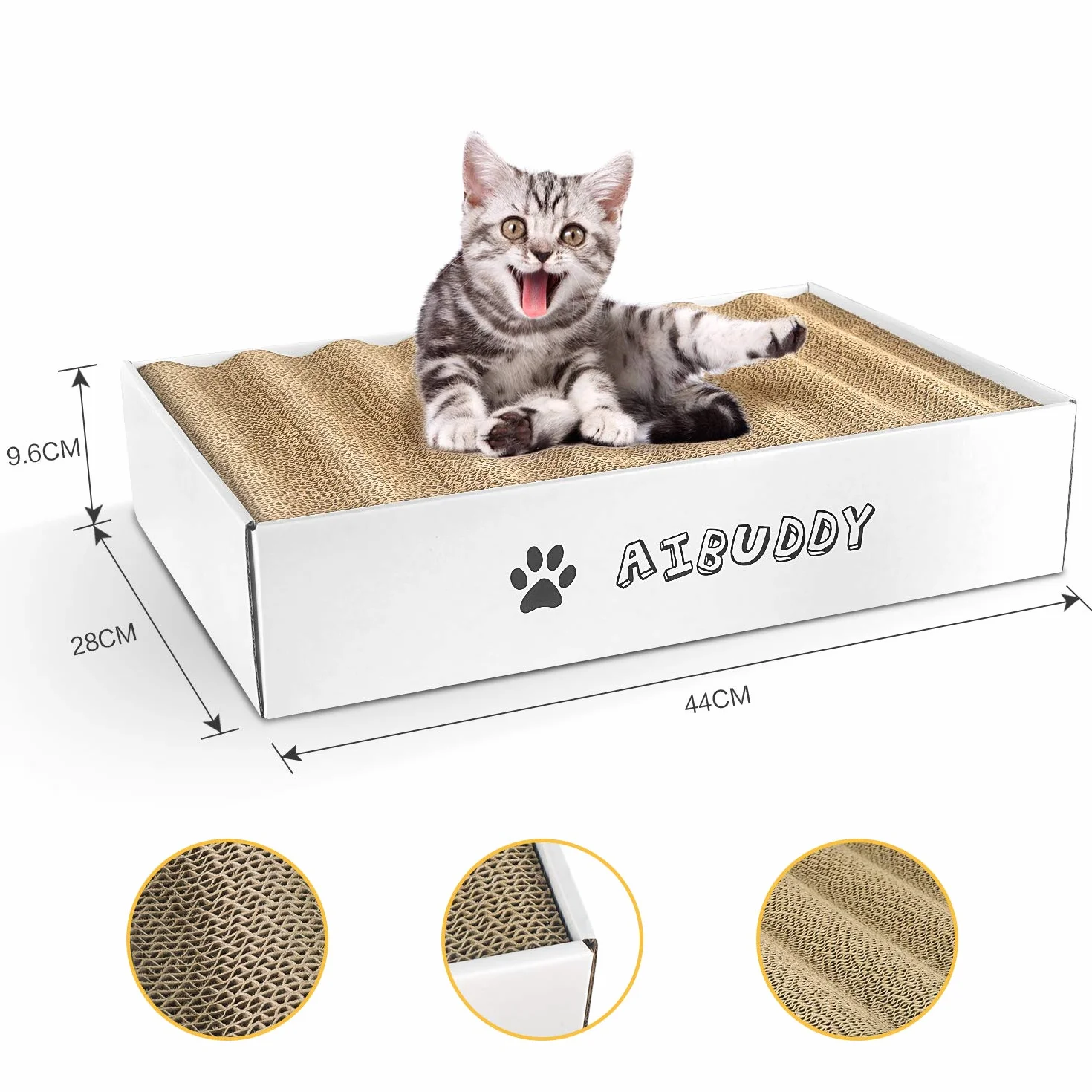Aibuddy Kratzbrett für Katzen mit Katzenminze, 3er-Set, 44 x 28 x 10 cm