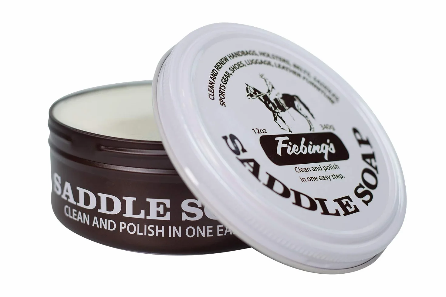 Fiebing's Saddle Soap White 12 uncji Polish and Clean Leather Revives Color