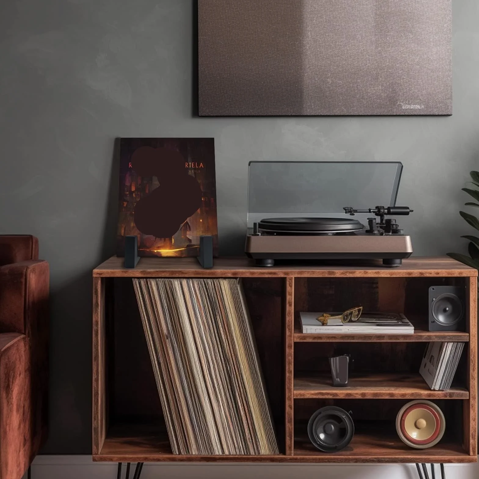 Stojak na Płyty Gramofonowe Metalowy Stojak Na Płyty Winylowe, Biurko, Styl Retro, Minimalistyczny, Do Ekspozycji Płyt Winylowych Uchwyt do Przechowywania Płyt