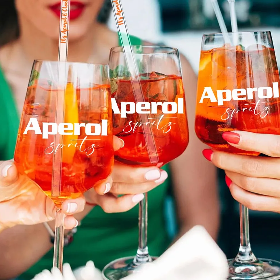 Aperol Aperol Spritz szklanka, zestaw prezentowy z 1 szklanką do koktajli i 1 sławką, prezent dla mężczyzn i kobiet