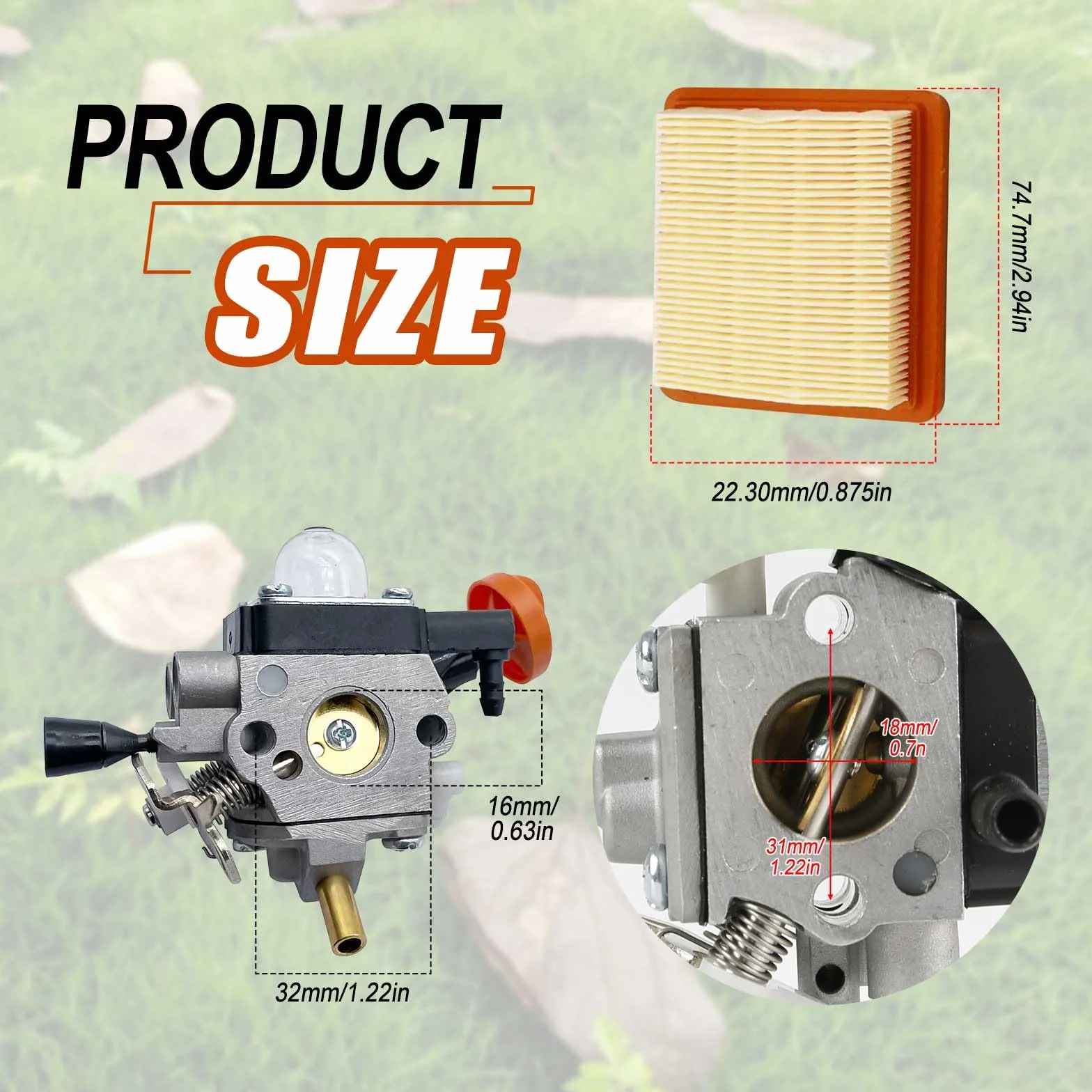 Gaźnik do Stihl FS131 FS131R FS311 KM131 HT131 HT132 HT133 HT134 HT135, zamiennik 4180-120-0619 4180-120-0617 Zestaw do strojenia wykaszarek z 4188 0 141 Zestaw filtrów powietrza 0300
