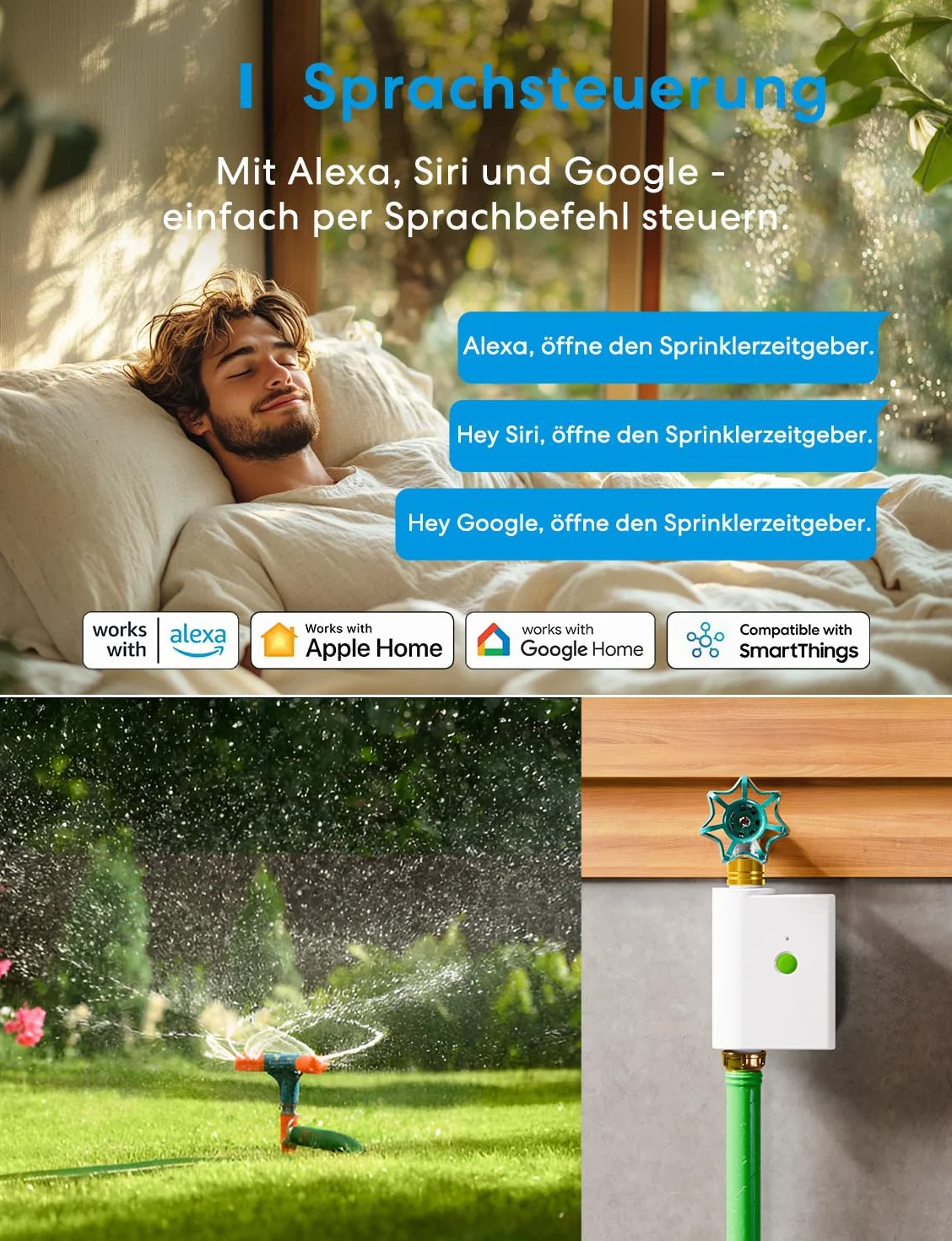 Meross Komputer nawadniający Wi-Fi, wymagany koncentrator MSH450/MSH400, automatyczne nawadnianie, sterowanie za pomocą aplikacji, opóźnienie deszczu i monitor zużycia wody, kompatybilny z HomeKit