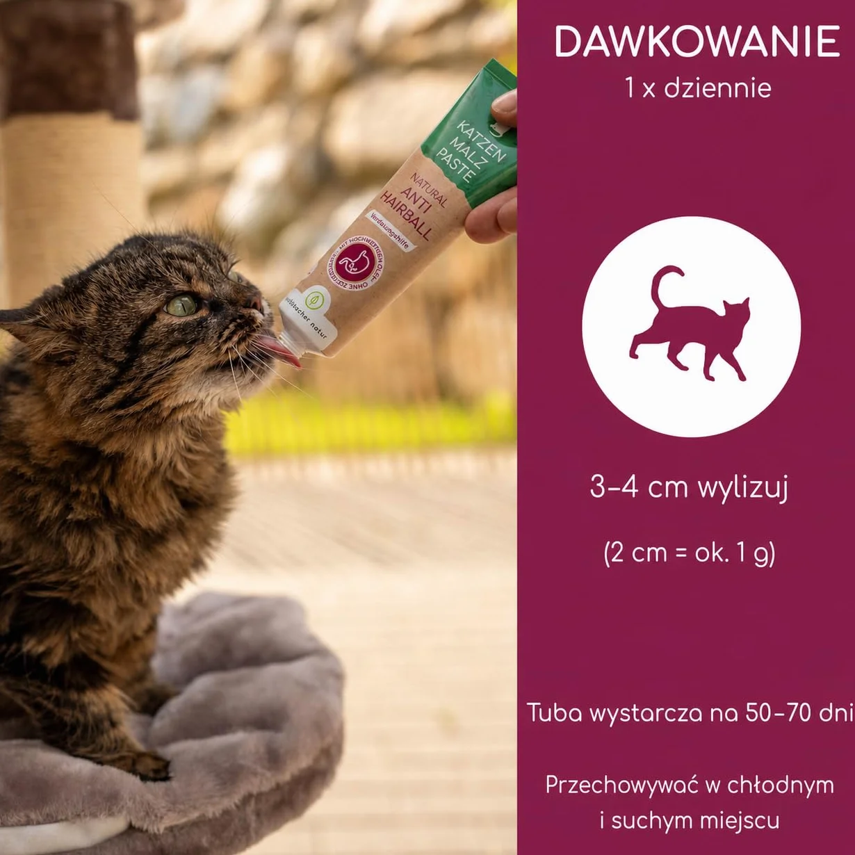 Pasta słodowa dla kotów - Pasta przeciw kulom włosowym redukująca kule włosowe - Przekąska dla kota ze słodem i błonnikiem - Wspomaga usuwanie połkniętej sierści 100g