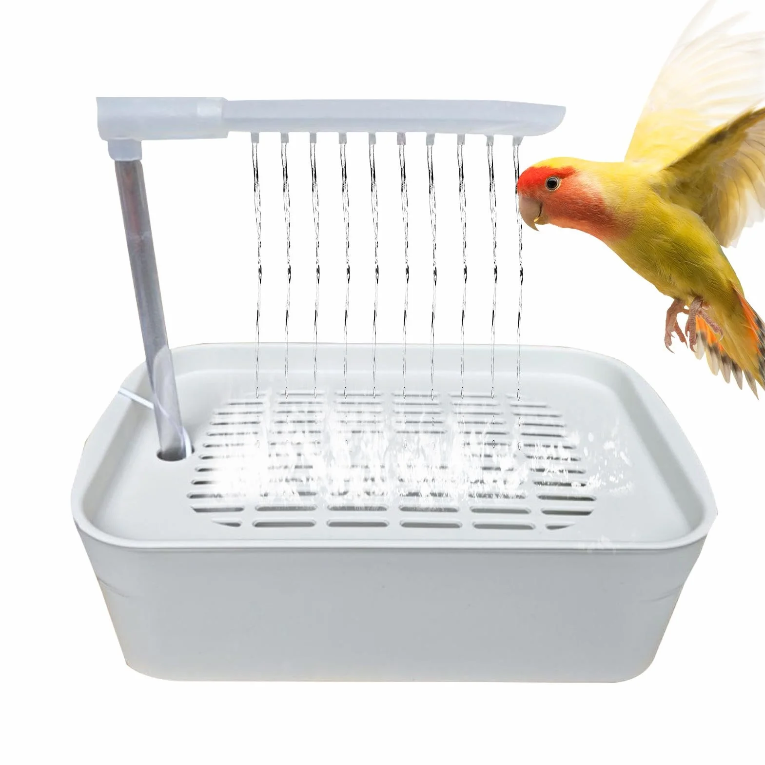 Parrot Bathtub, automatyczny shower dla zwierząt domowych, zasilana rurką do kąpieli z wejściem USB, klatka do kąpieli dla małych do średnich ras, łatwe i zabawne rozwiązanie do kąpieli, 12,99 x 8,66
