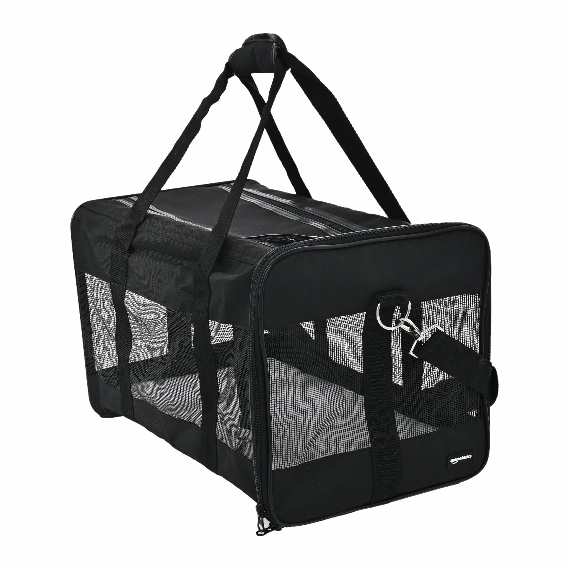 Amazon Basics Miękki transporter dla zwierząt z siateczką, duży, czarny