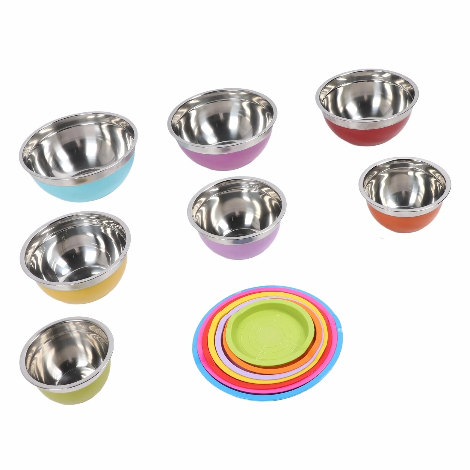 7PCS Miski z pokrywkami ze stali nierdzewnej plastikowe plastikowe miski gniazdowe Sałatkowe pojemnik na pokarm do pieczenia przygotowywanie porcji
