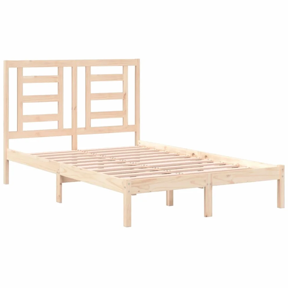 lite drewno sosnowe nowoczesny wystrój sypialni podwójna Brąz 120x190 cm | Rama łóżka lite drewno 120x190 cm podwójna z zagłówkiem do sypialni