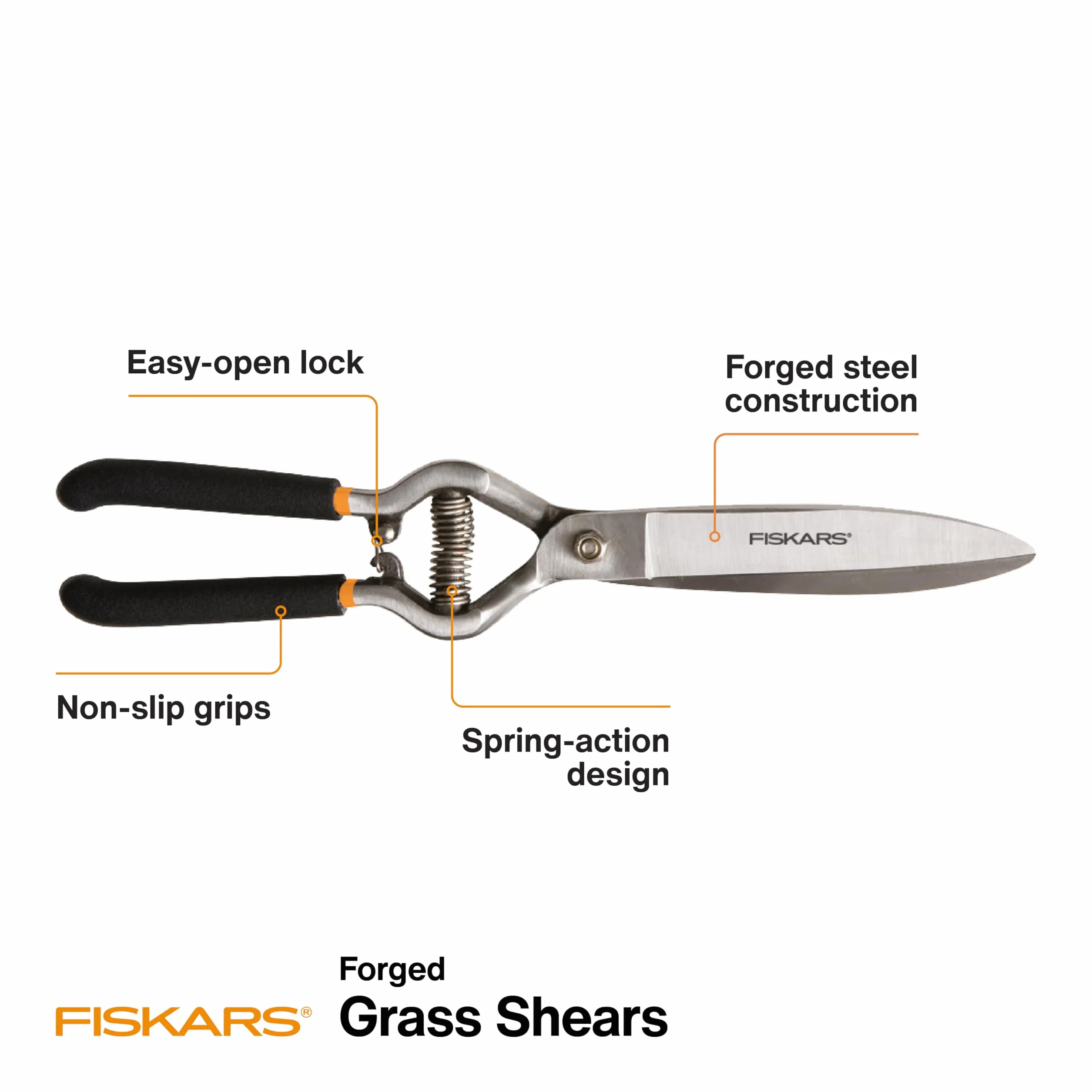 Fiskars 392230-1004 Forged Grass Shears, Black