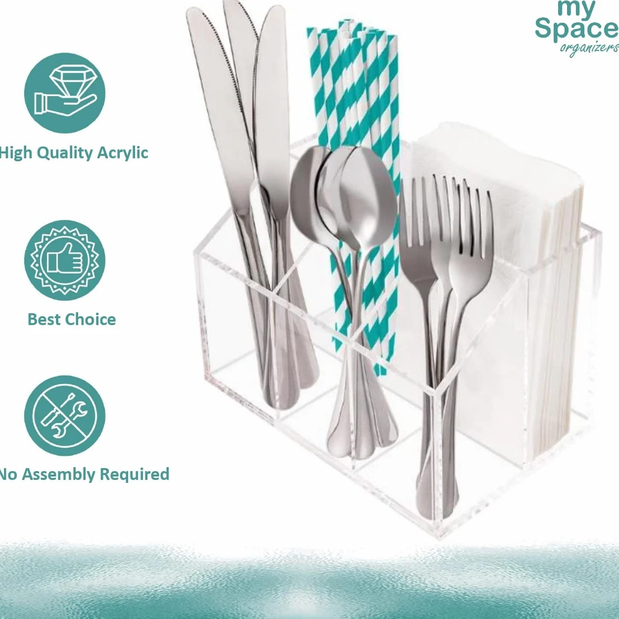 My Space Organizers Uchwyt na przybory sztućce pojemnik na sztućce blat organizer na serwetki sztućce łyżka widelec nóż plastikowy akryl