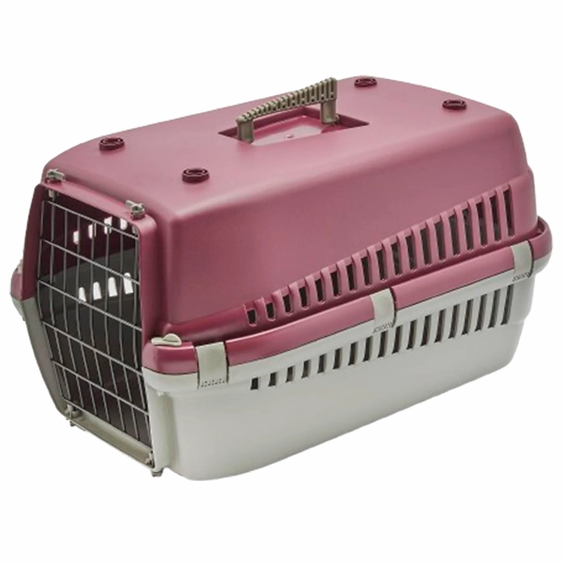 HAPPET Transporter Oggy S 49×33×30 cm Czerwony Plastikowy Dla Kota I Małego Psa Metalowa Kratka Wentylacja Uchwyt