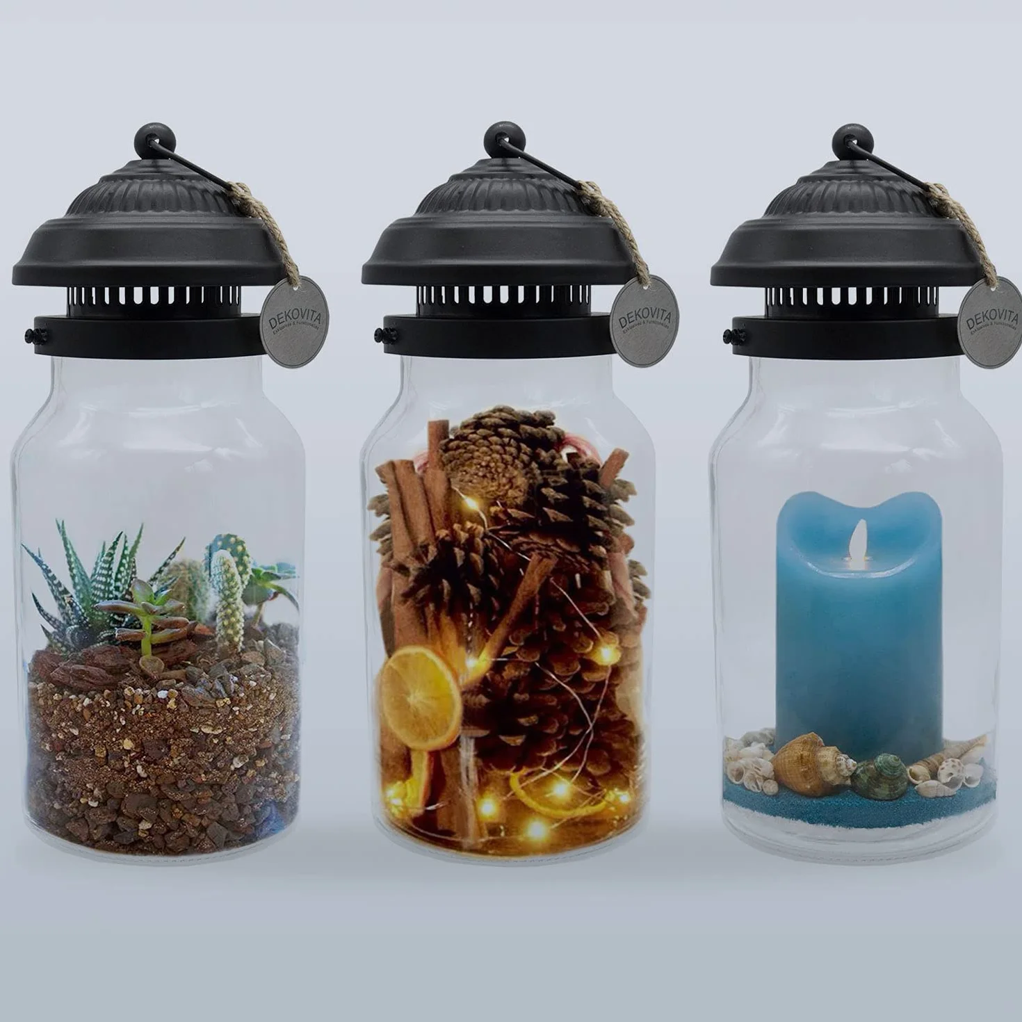 Dekovita Szklanka do terrarium z pokrywką – 5 l szkło dekoracyjne latarnia wazon – 16 x 41 cm słoik do roślin DIY ogród butelkowy