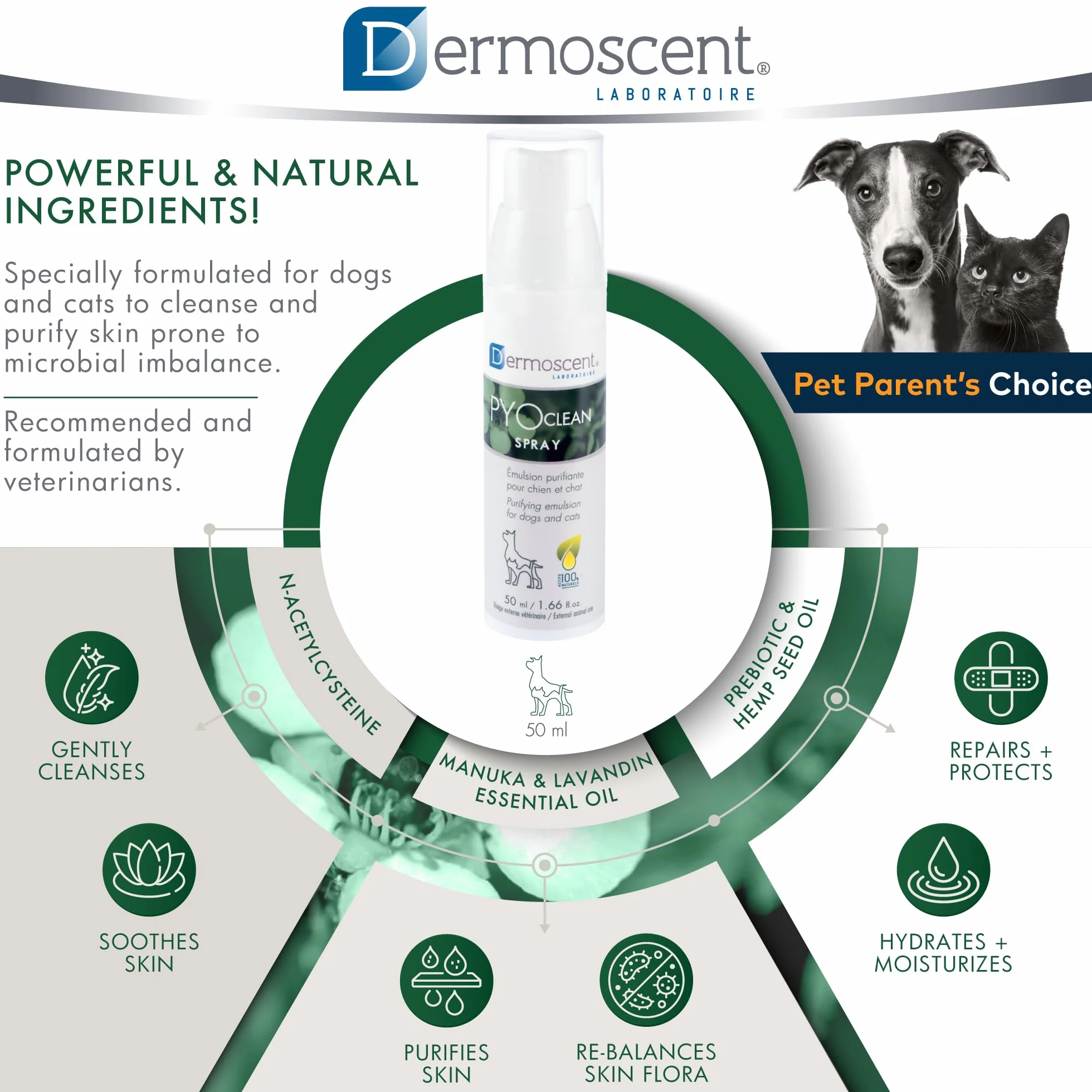 Dermoscent PYOclean Spray dla psów i kotów – 50 ml
