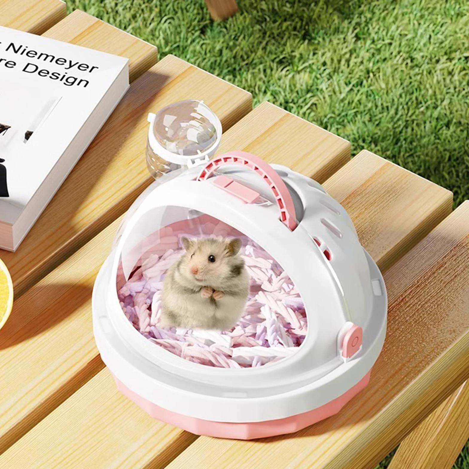 YouYuer Klatka dla chomika transporter z butelką na wodę plastikowy podróżny