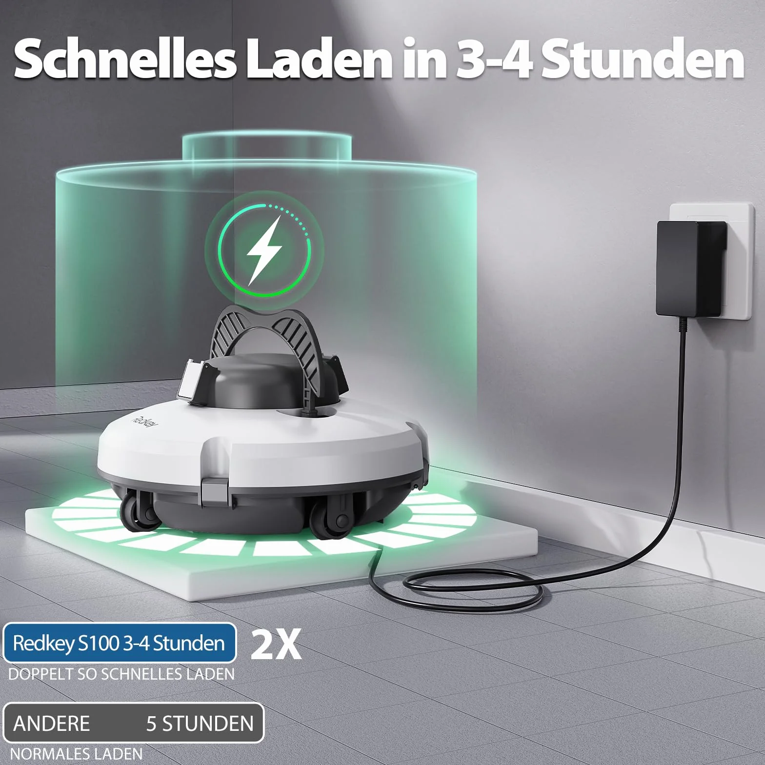 Redkey S100 robot basenowy, odkurzacz do basenu, czas pracy akumulatora 130 minut, z samoparkowaniem, automatyczne urządzenie do czyszczenia basenu, bezprzewodowy robot do czyszczenia basenu, nadaje