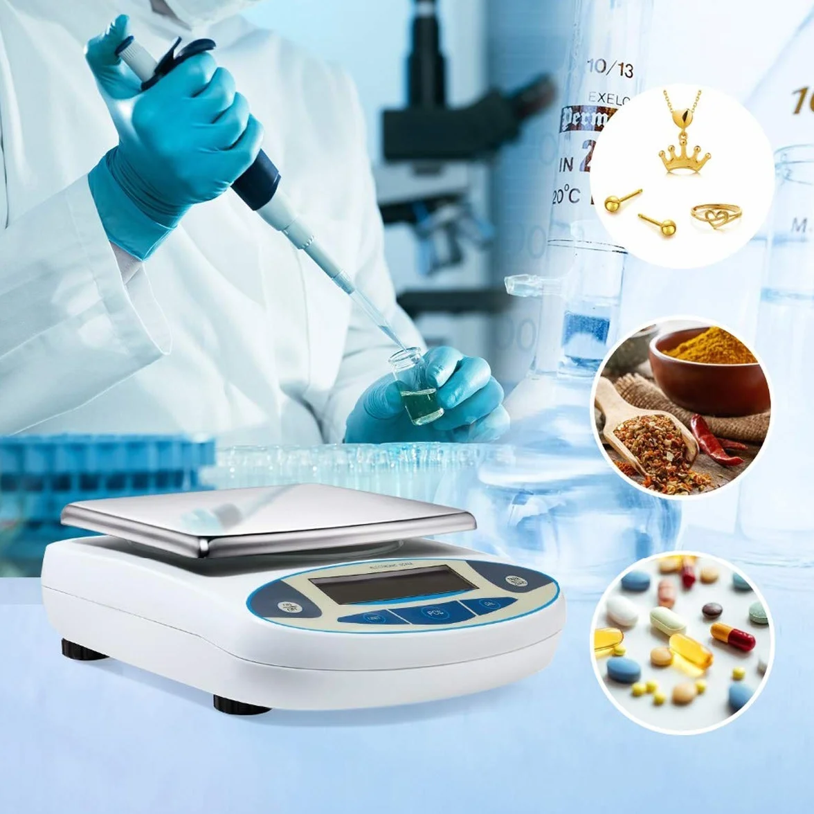 Waga elektroniczna 0,1 g Analityczne wagi cyfrowe Precyzyjna waga Waga Równowaga Laboratorium naukowe Dokładność Biżuteria Waga kuchenna