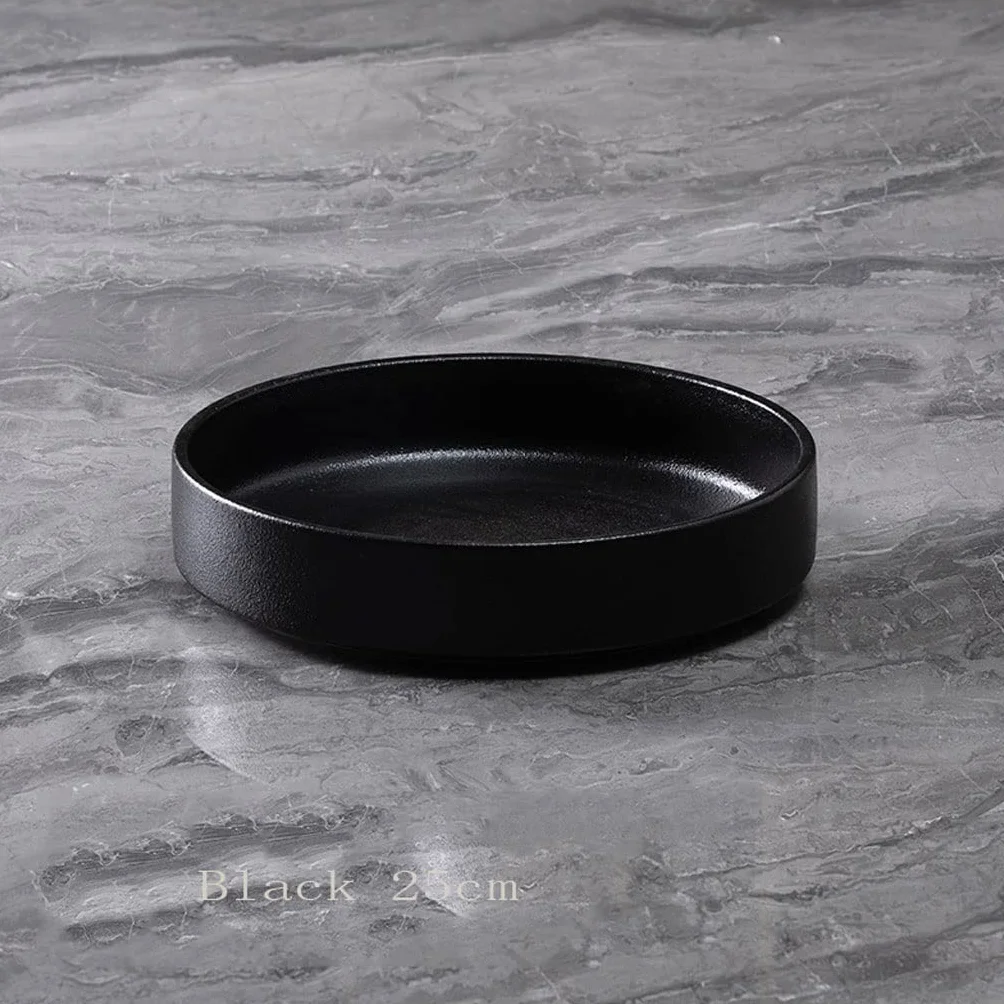 Talerz obiadowy Duże płyty obiadowe Sałatka Dinates Płyty Rodzina Kuchnia Stołowa Diningowa Akcesoria Naczynia Stołowe Naczynia Talerze (Color : Black large)