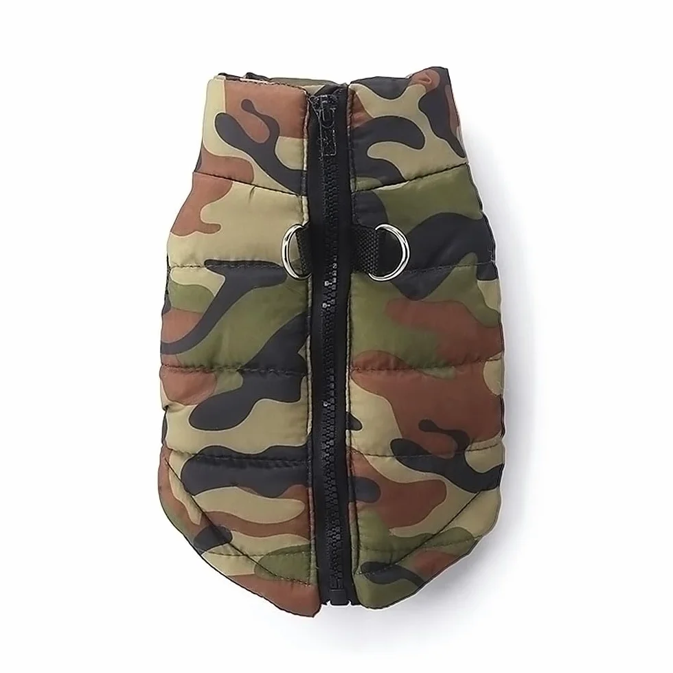 Voarge Pet Jacket Ciepła Kamizelka dla Małych Psów Zima z Zamkiem Błyskawicznym (M, kamuflaż)