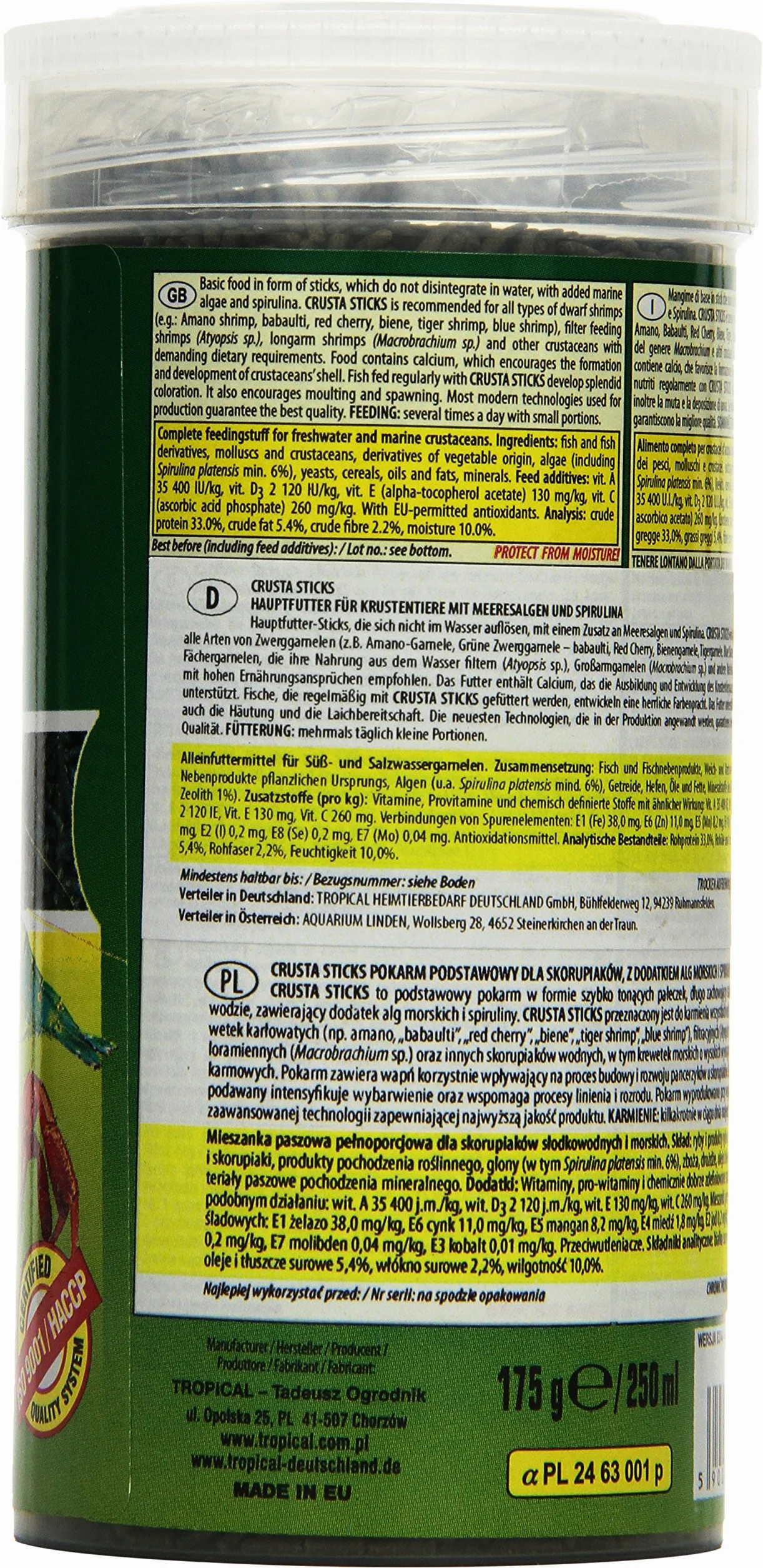 Tropical CRUSTA STICKS Pokarm szybko tonący 250 175g