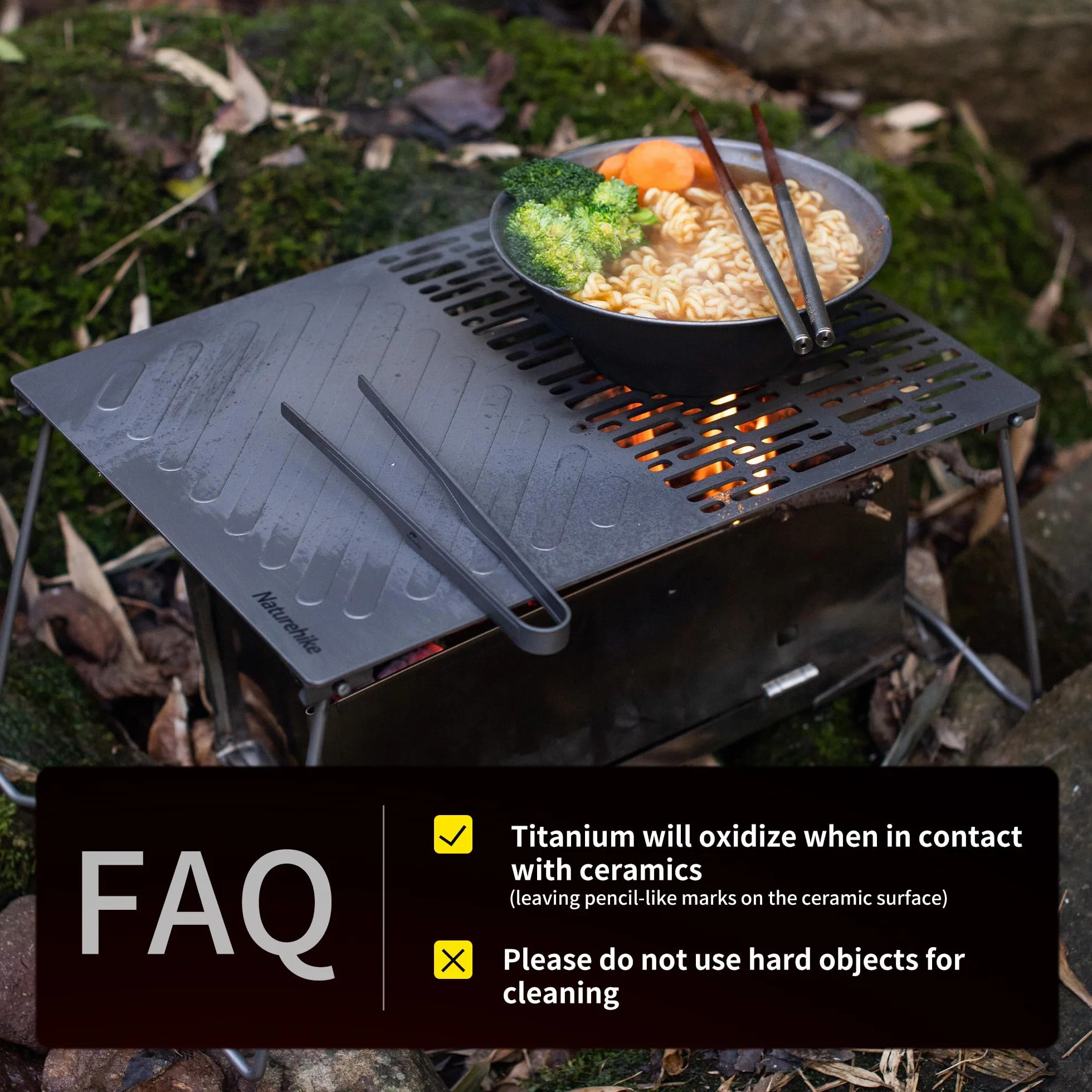Naturehike Płyta grillowa, wysokiej jakości płyta grillowa z tytanu do mięsa i małych kawałków grilla na świeżym powietrzu, do ogrodu, na kemping