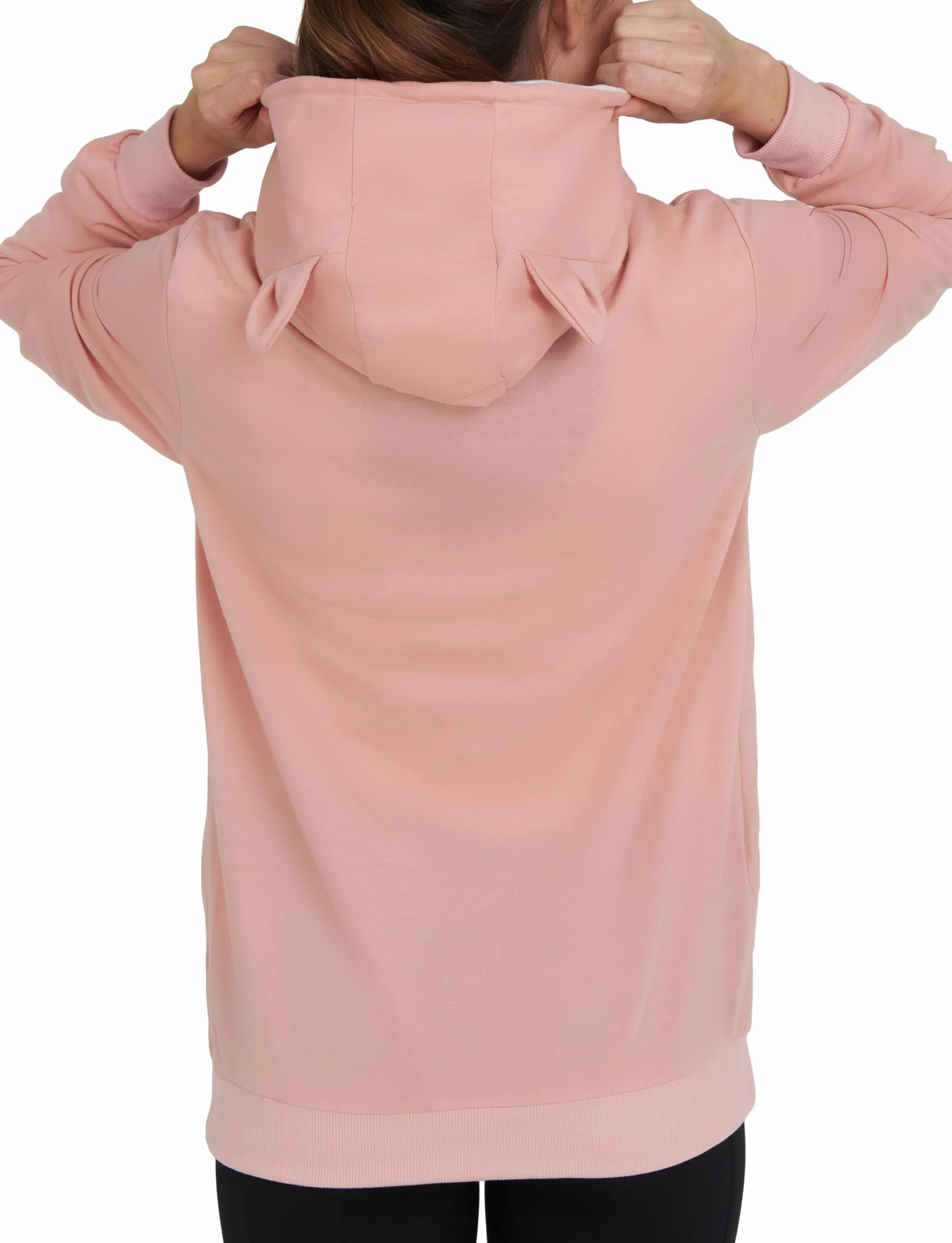 HOMELEVEL Bluza z kapturem dla zwierząt domowych, ciepły sweter damski, sweter z kieszenią dla kota lub małego psa, bluza z kapturem, damska z kocimi uszami