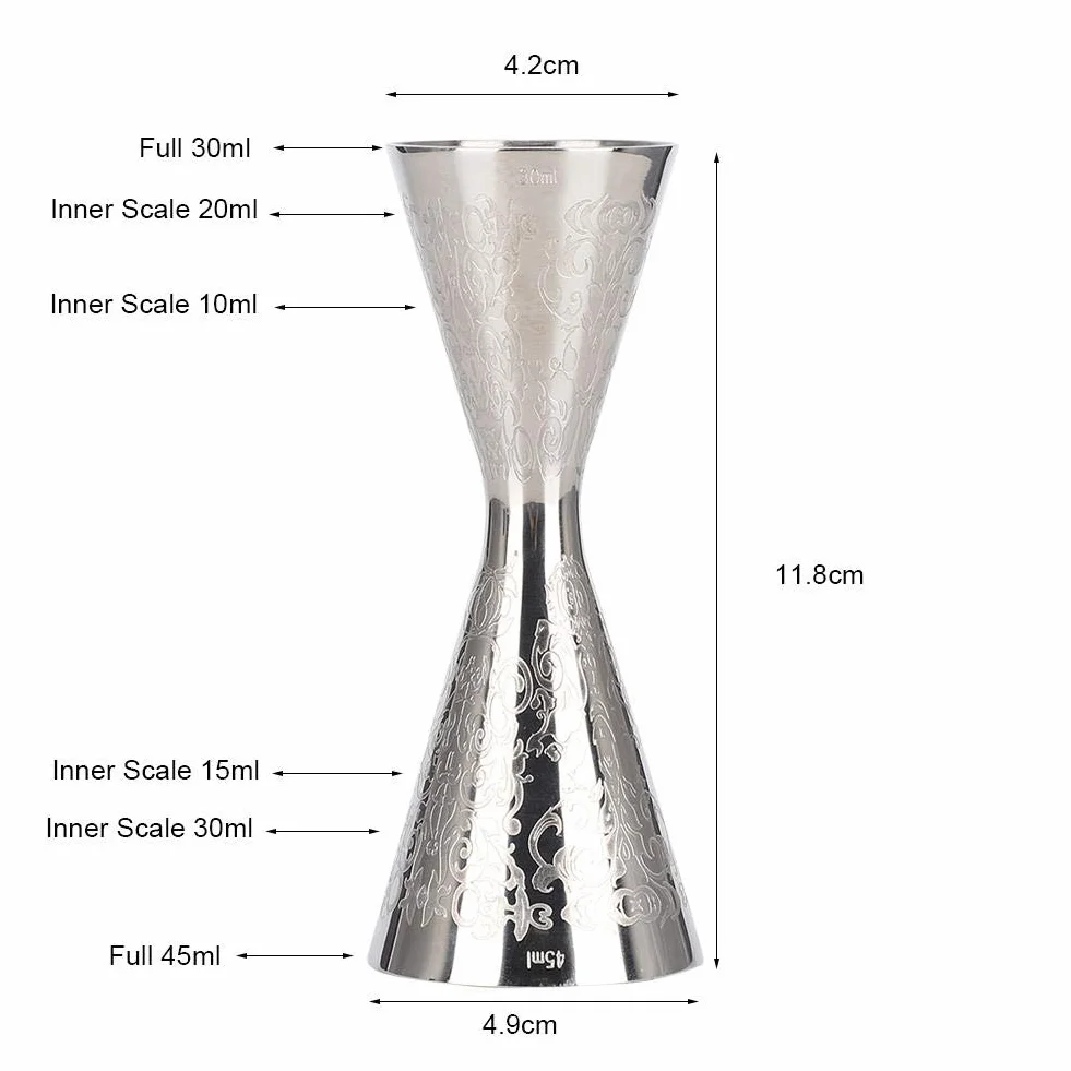 Double Cocktail Jigger, stal nierdzewna, 4,6 cala, 0,5 oz do 3 oz Miarka Profesjonalny japoński jigger barowy