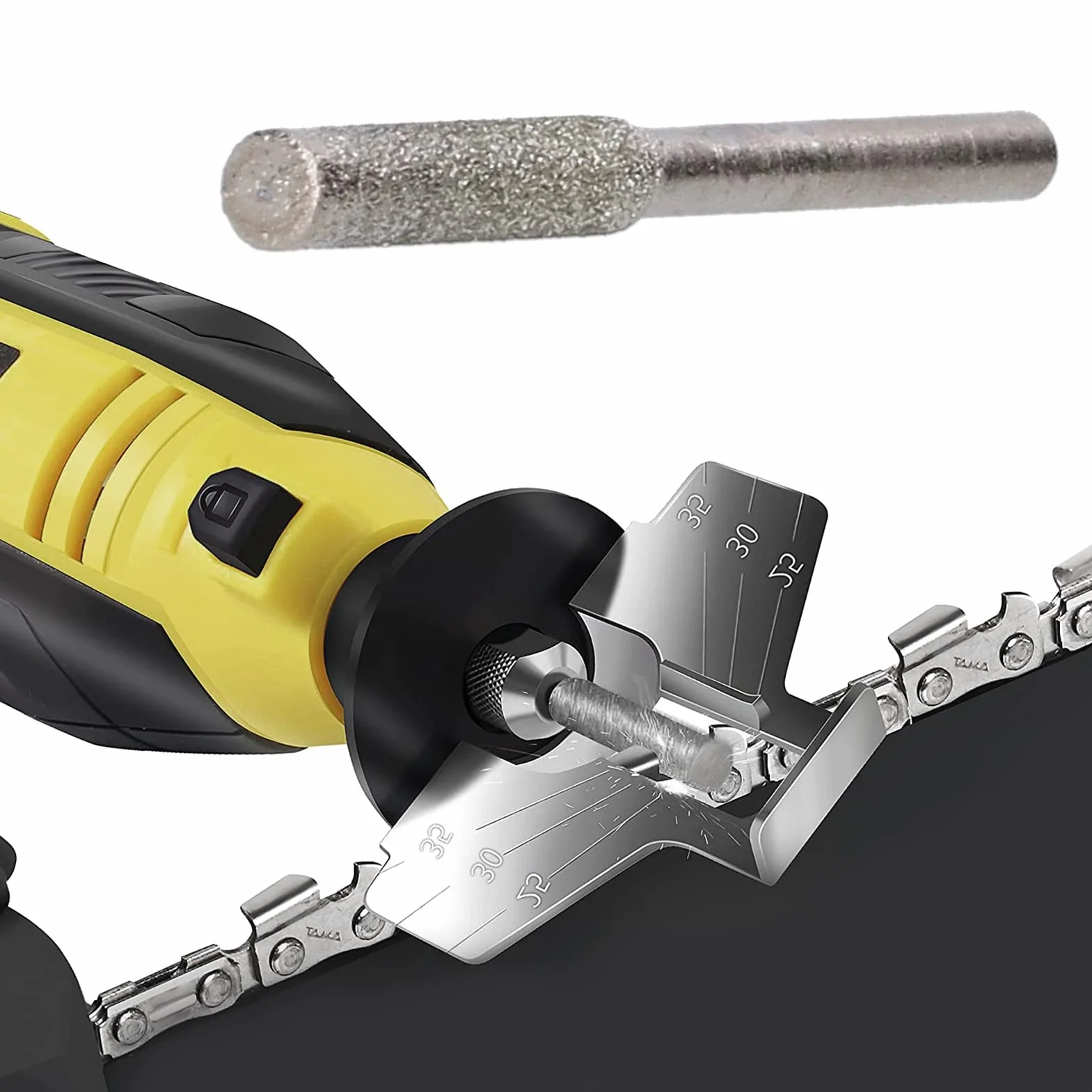 Zestaw 20 sztuk diamentowych ostrzarek do łańcuchów piłowych, narzędzie do ostrzenia łańcucha, kamień szlifierski do ostrzenia i szlifowania (4 mm)