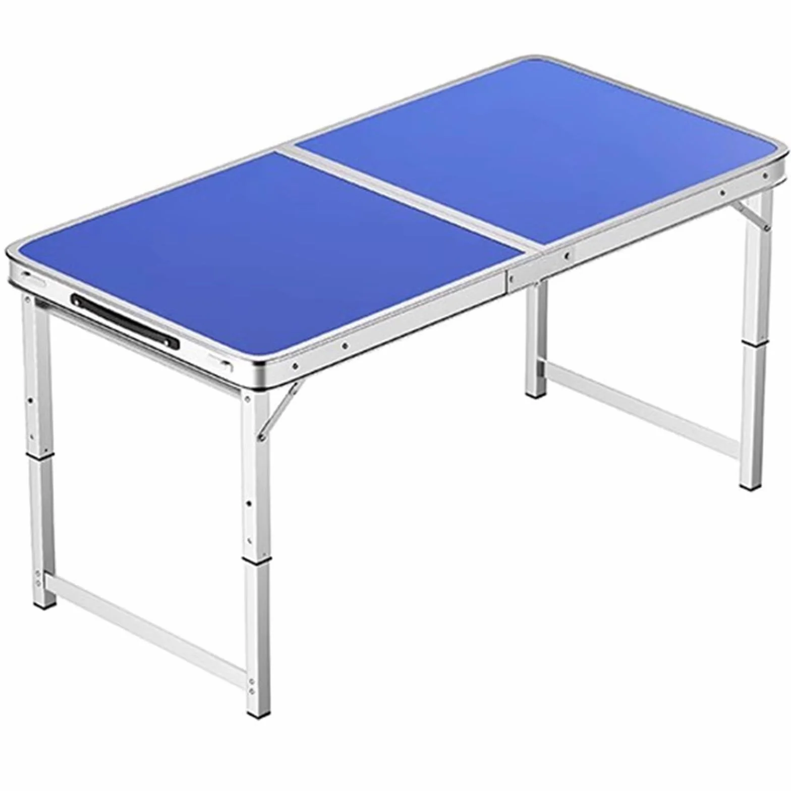 Aluminiowy składany stół o regulowanej wysokości, przenośny stół kempingowy z uchwytem, idealny na imprezę biurową, piknik, ślub (100 x 50 cm, niebieski)