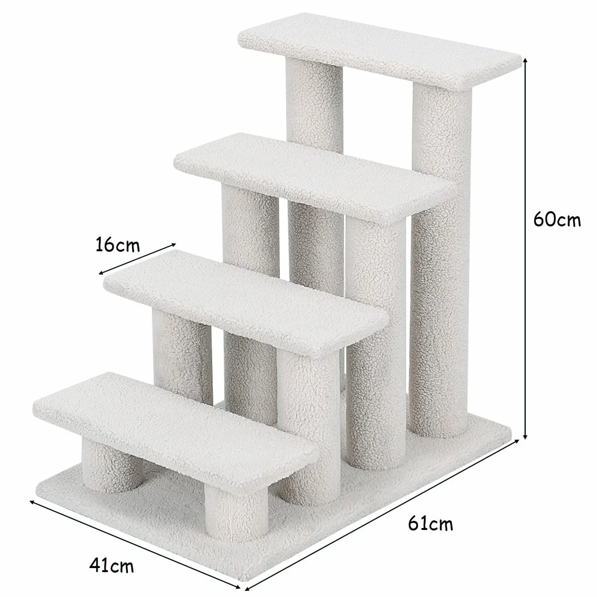 COSTWAY Schody dla zwierząt, dla kota, drzewo do wspinaczki, dla kota, do 25 kg, małe schodki dla zwierząt domowych, 4 platformy widokowe, 61 x 41 x 60 cm, płyta wiórowa