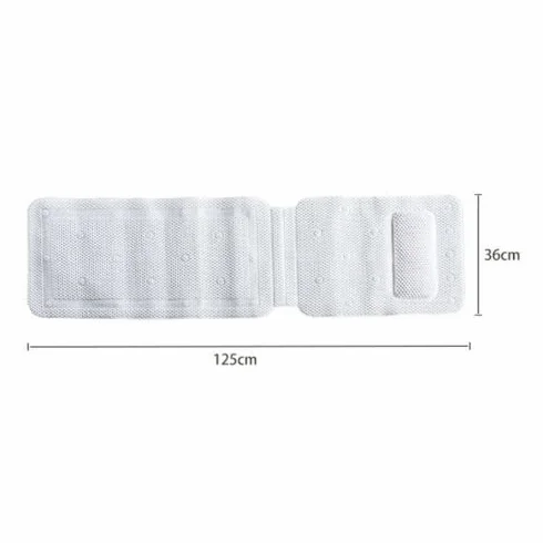 Mata do wanny z całego ciała z poduszkami, biała, antybakteryjna, ekstra długa, antypoślizgowa mata prysznicowa dla dzieci i dorosłych, 36 x 125 cm