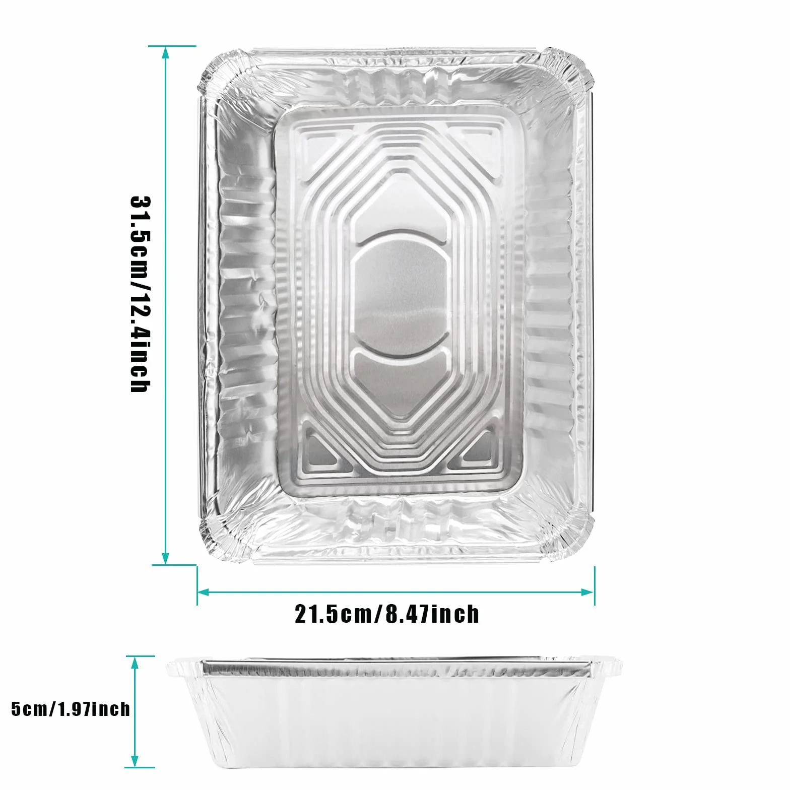 Aluminiowe miski do grilla, jednorazowe miski z folii aluminiowej, miski aluminiowe z pokrywką, miski do gotowania idealnie nadają się do pieczenia, smażenia, gotowania (z pokrywką; 31 x 21 x 5 cm (10