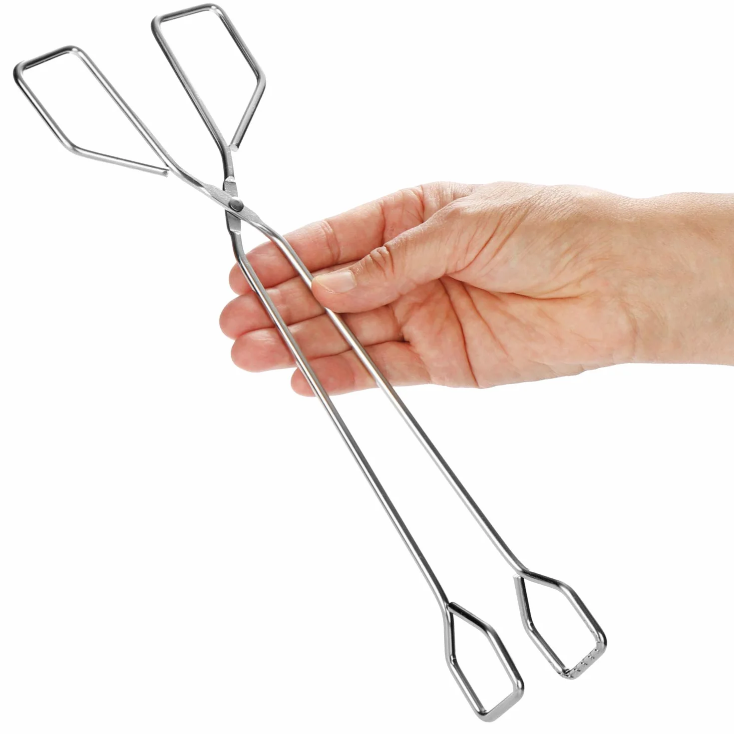 COM-FOUR® 2x klasyczne szczypce do grilla, wysokiej jakosci szczypce kuchenne do obracania potraw z grilla, idealne do grillowania i grillowania (2 sztuki szczypce do grilla ze stali nierdzewnej)