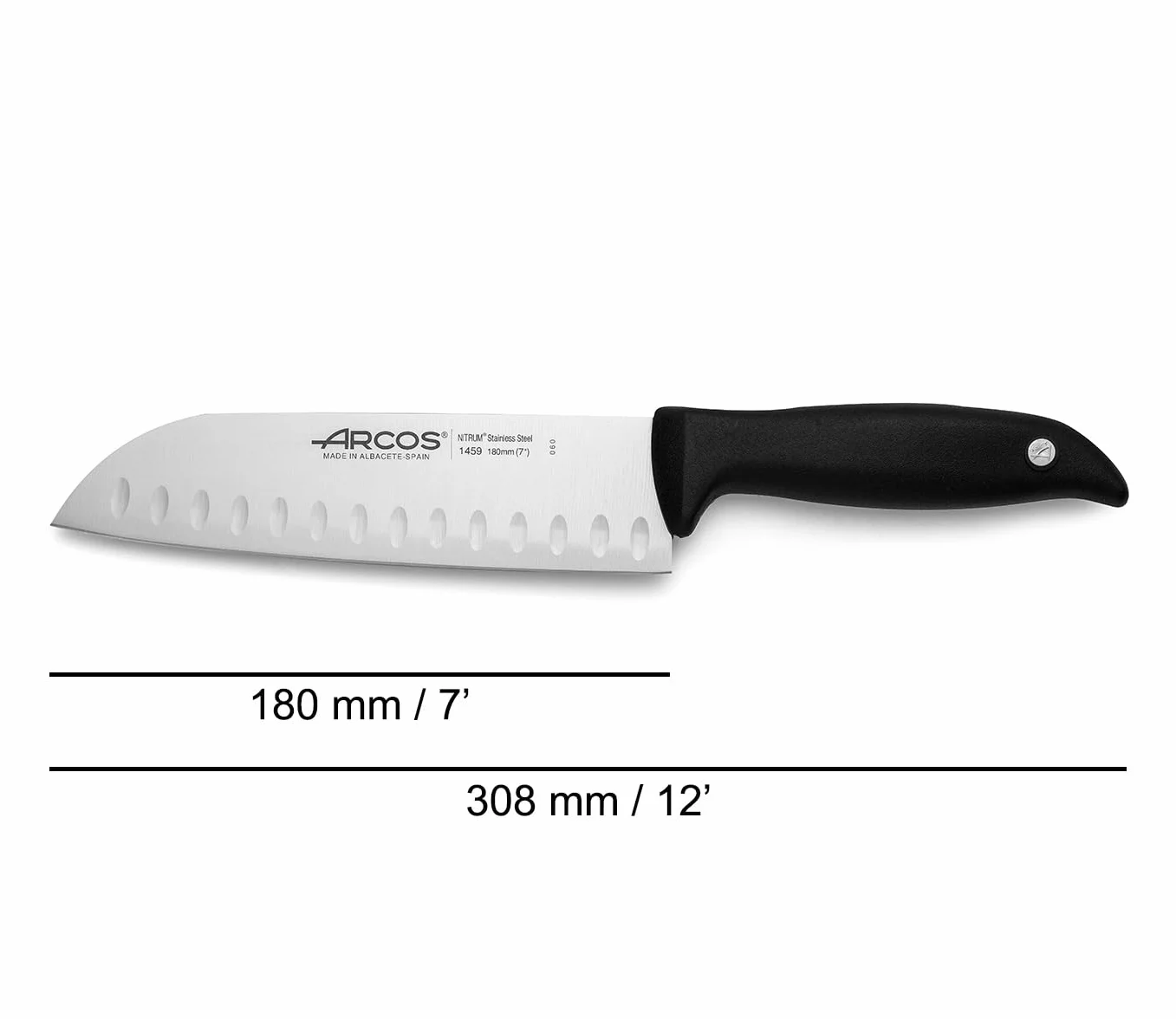 Arcos Nóż Santoku 180 mm stal nierdzewna czarny polipropylen Menorca