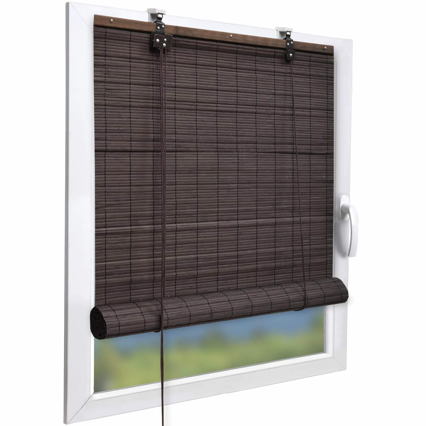 Sol Royal Rolety Bambusowe SolDecor B86 Bez Wiercenia Brązowe Rolety Rzymskie + Zaciski 140x160 Żaluzje na Okno