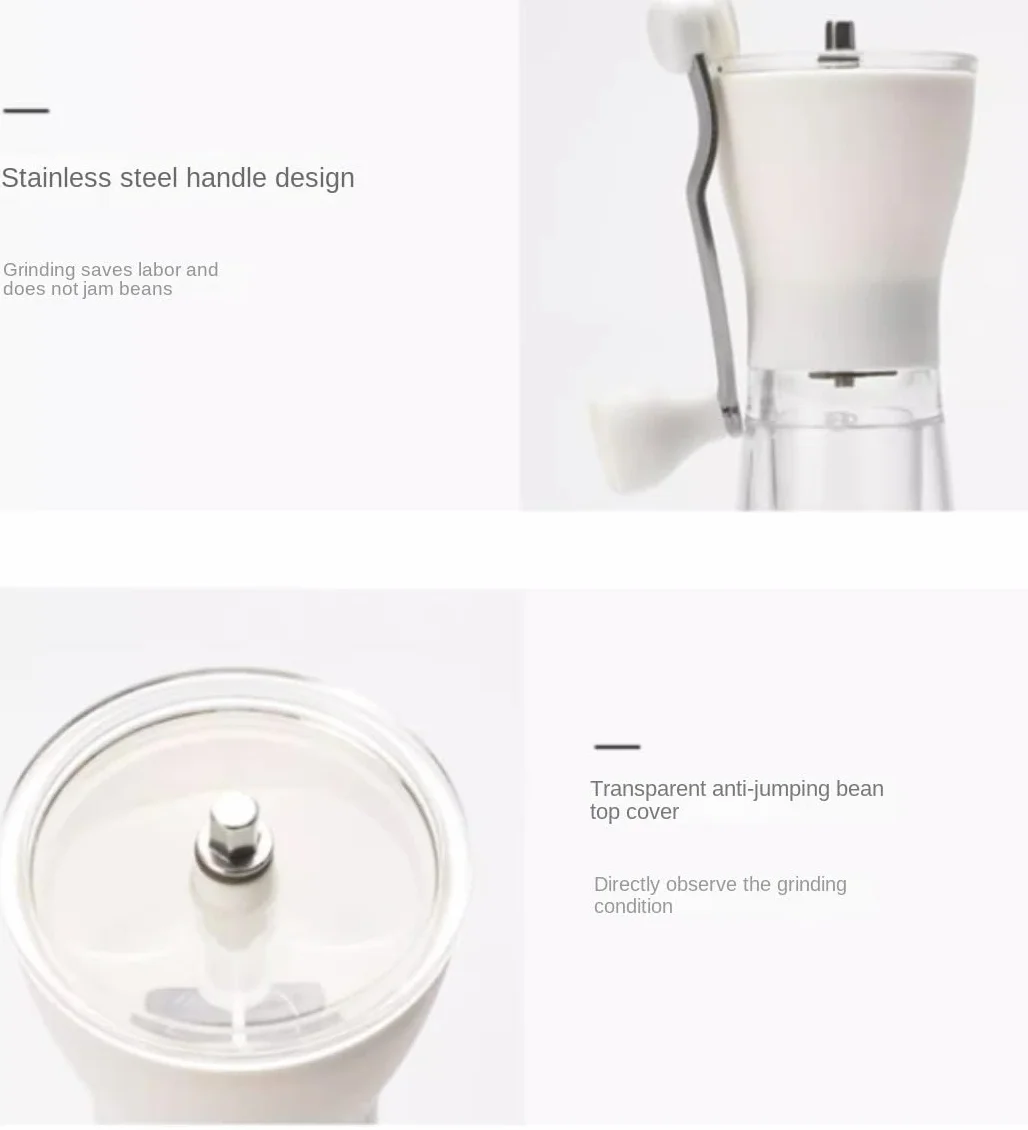 French Press Regulowany Młynek Do Kawy Ręczny Ziaren Przenośny Użytku Domowego Dzbanek Kawy(White)