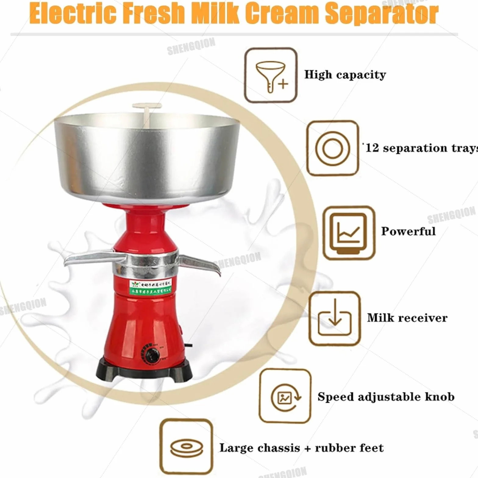 Elektryczny Separator Śmietanki Mlecznej, Odśrodkowy Separator Śmietanki 80 l/h (21 Gal/h), 11000 Obr./Min, 12 l Zbiornik, Dla Świeżego Mleka Koziego I Krowiego, Zawartość Tłuszczu