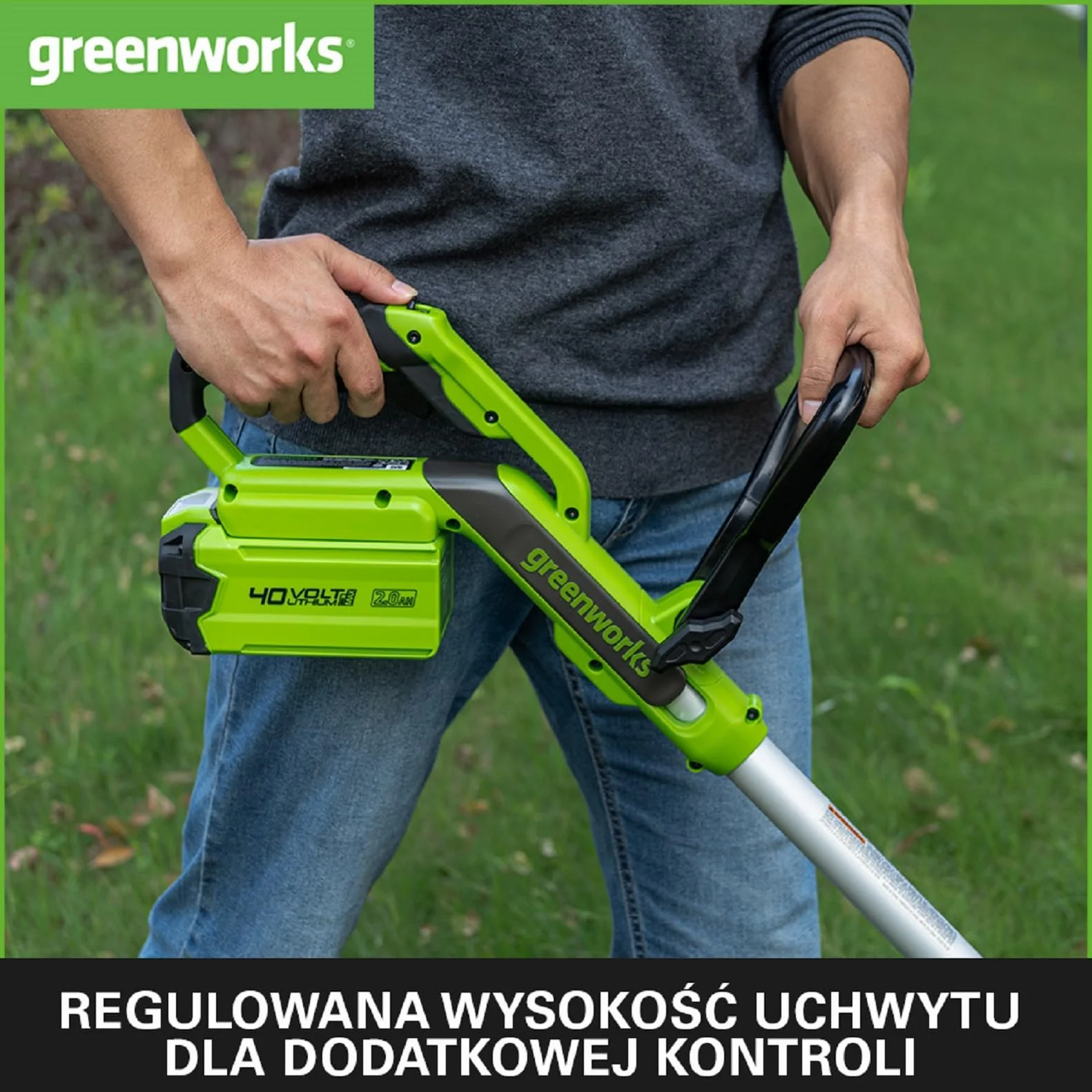 Greenworks G40LT33 Akumulatorowa Podkaszarka Krawędziarka z Kołem do Małych i Średnich Ogrodów, Szerokość Cięcia 33 cm, Automatyczny Wysuw Żyłki Nylonowej 1,65 mm, BEZ Baterii 40V i Ładowarki
